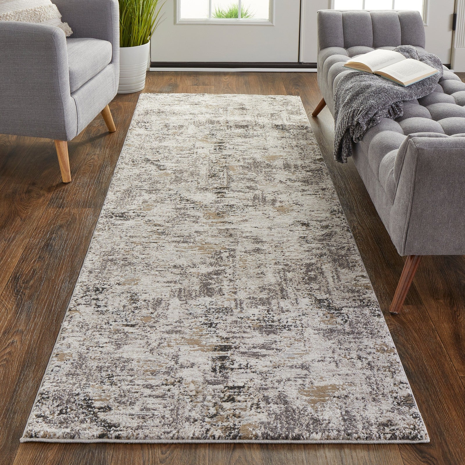 Feizy Vancouver 39FHF Modern Abstract in Ivory/Gray/Brown - Image 10