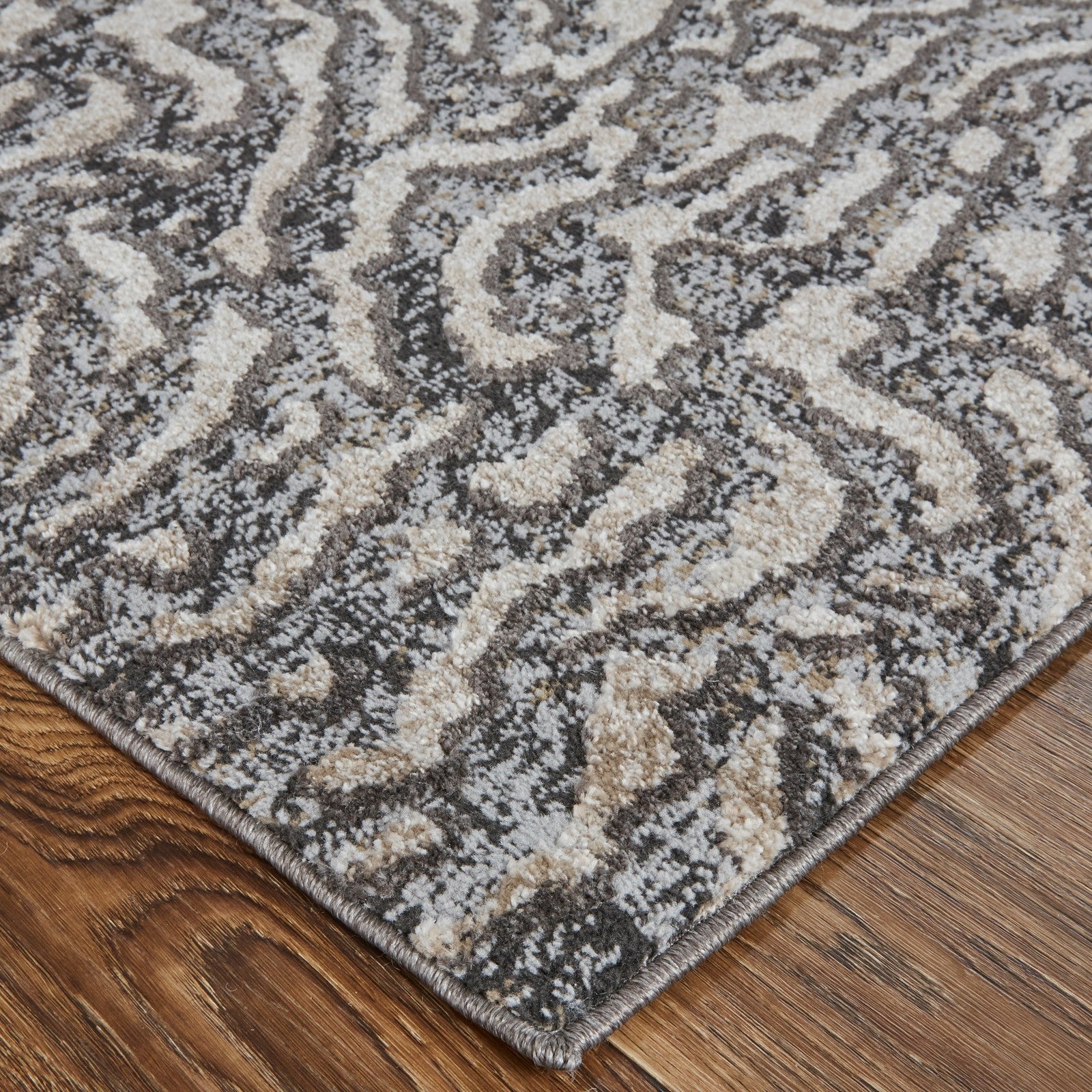 Feizy Vancouver 39FJF Modern Abstract in Gray/Taupe/Ivory - Image 4
