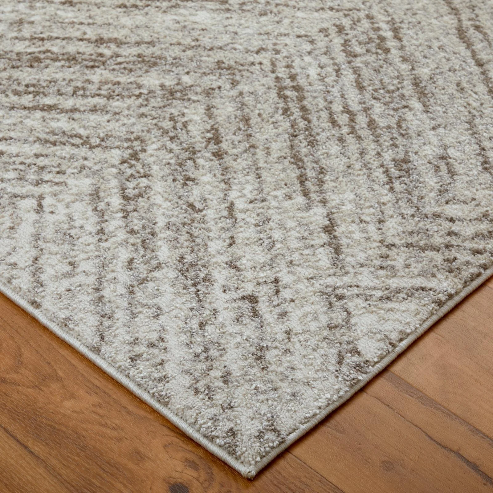 Feizy Vancouver 39NPF Modern Geometric Rug in Ivory/Tan/Brown - Image 4