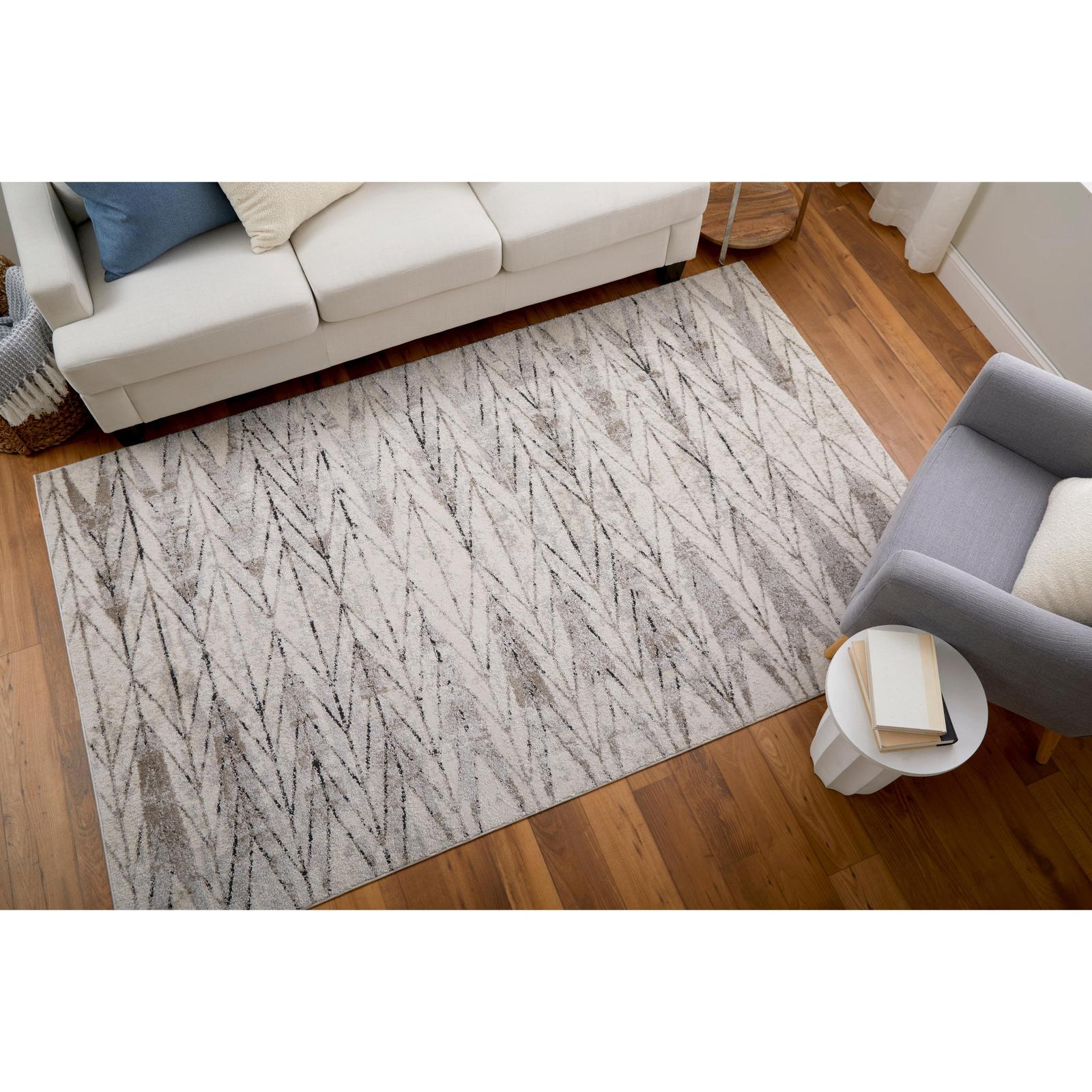 Feizy Vancouver 39NTF Modern Geometric Rug in Ivory/Tan/Brown - Image 2
