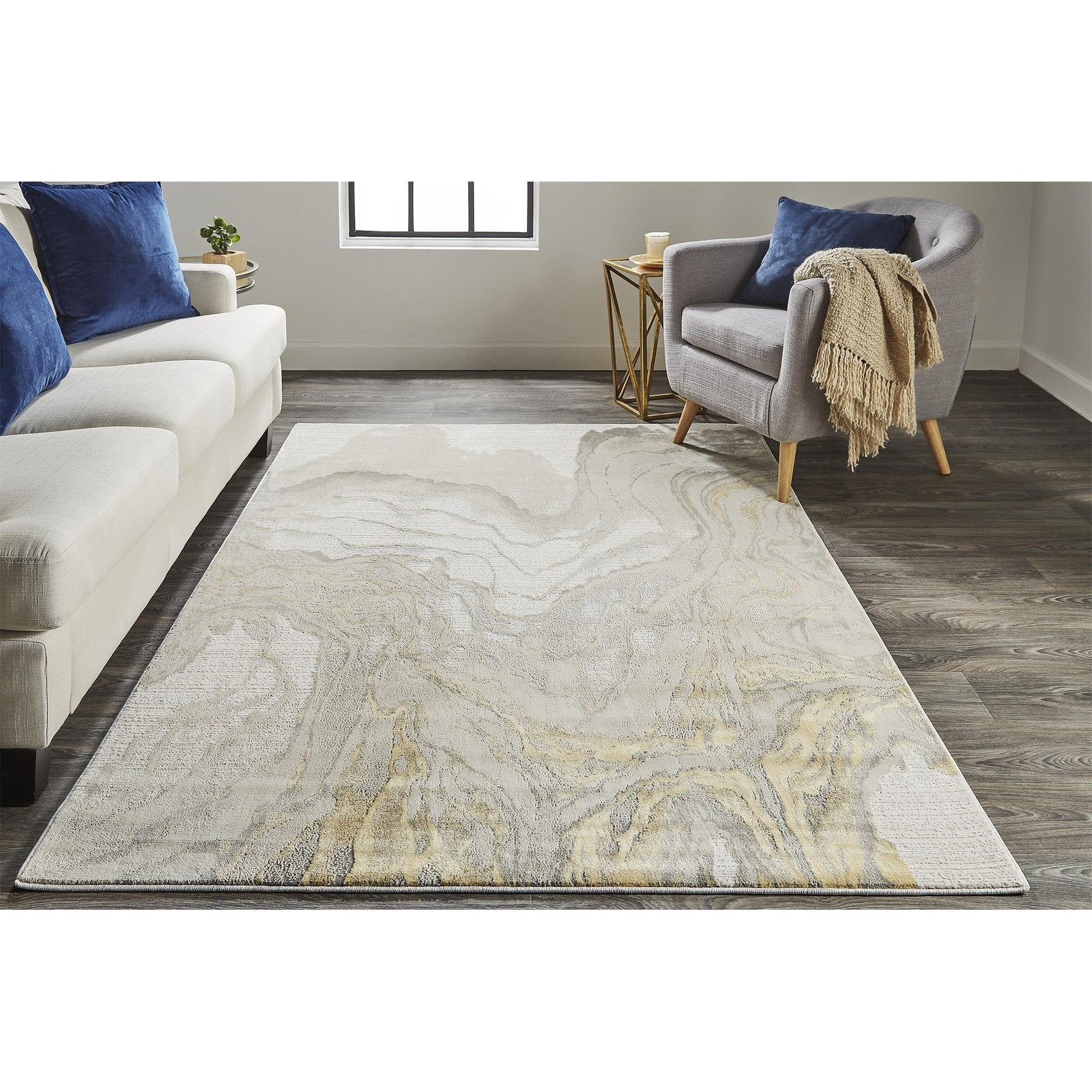 Feizy Waldor 3602F Rug in Gold / Ivory - Image 2
