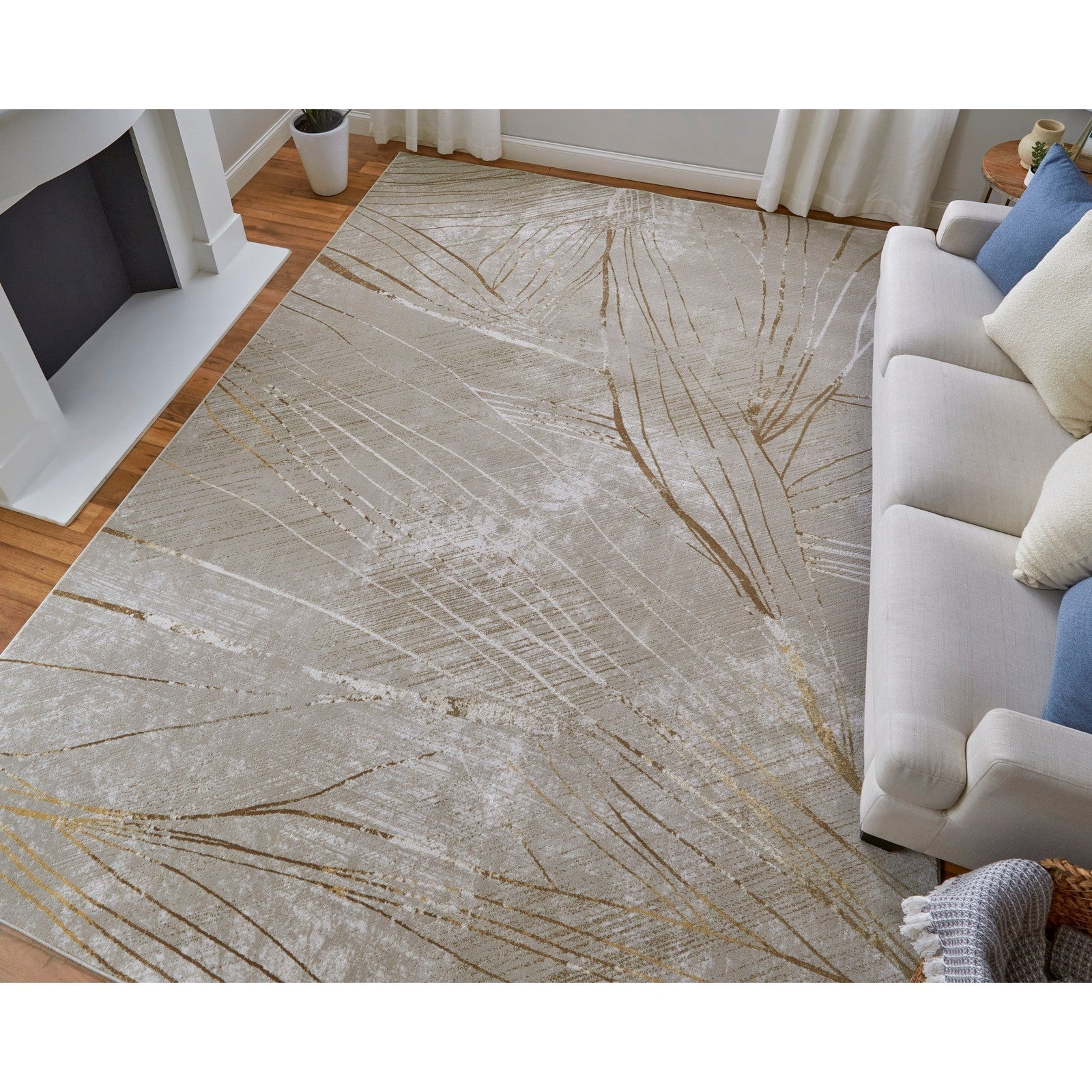 Feizy Waldor 39NBF Modern Abstract in Taupe/Brown/Silver - Image 2