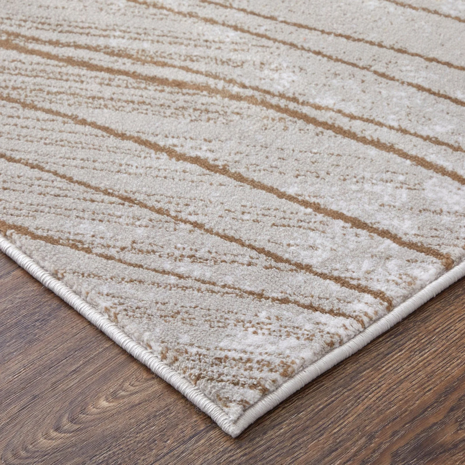 Feizy Waldor 39NBF Modern Abstract in Taupe/Brown/Silver - Image 5