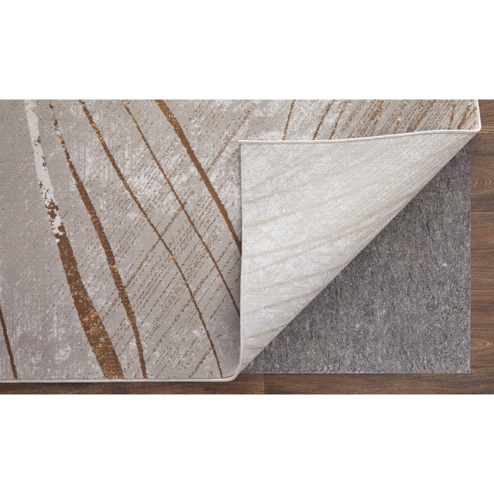 Feizy Waldor 39NBF Modern Abstract in Taupe/Brown/Silver - Image 6