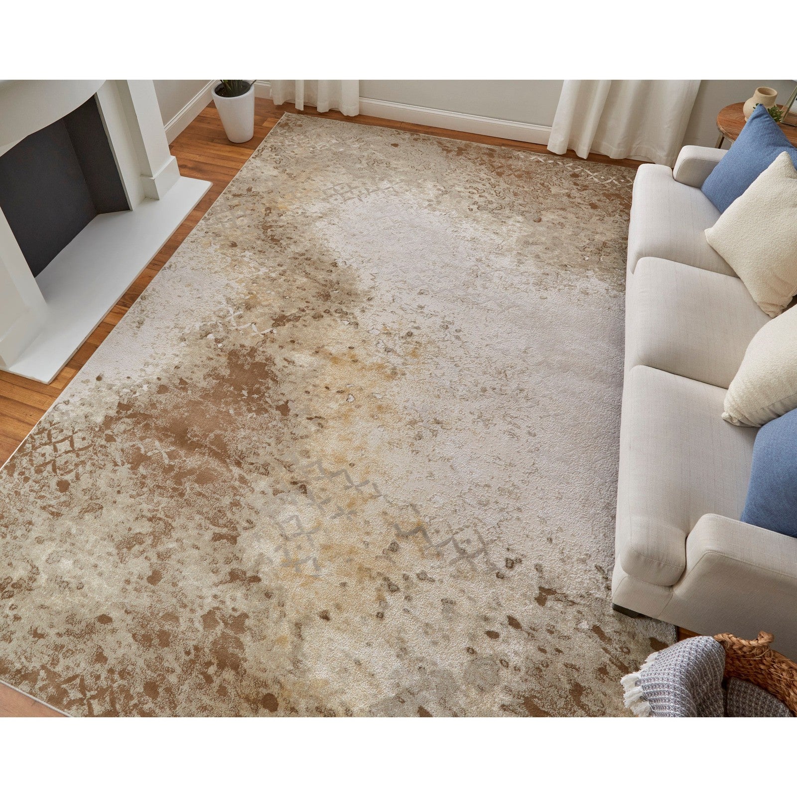 Feizy Waldor 39NCF Modern Watercolor in Brown/Tan/Ivory - Image 2
