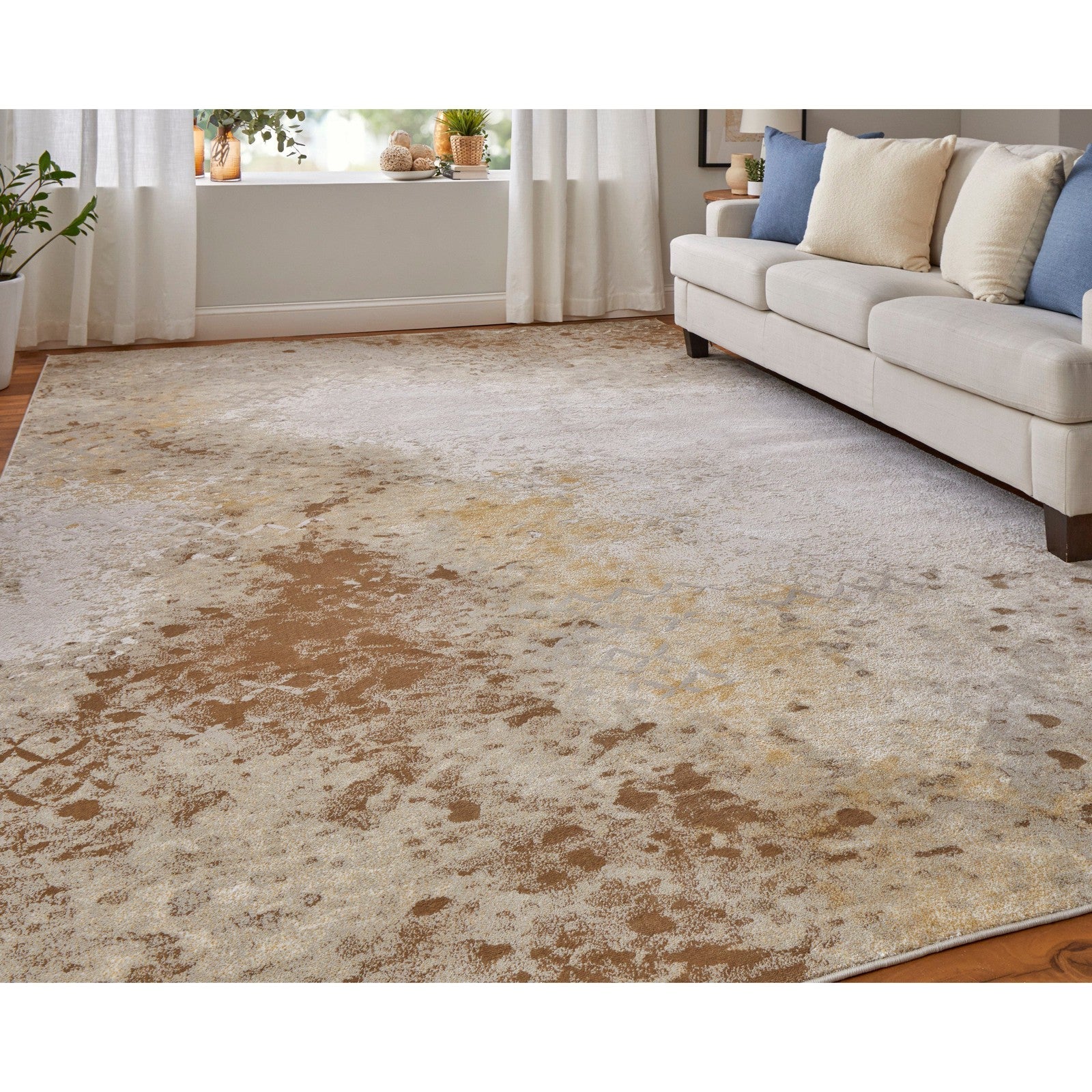 Feizy Waldor 39NCF Modern Watercolor in Brown/Tan/Ivory - Image 3