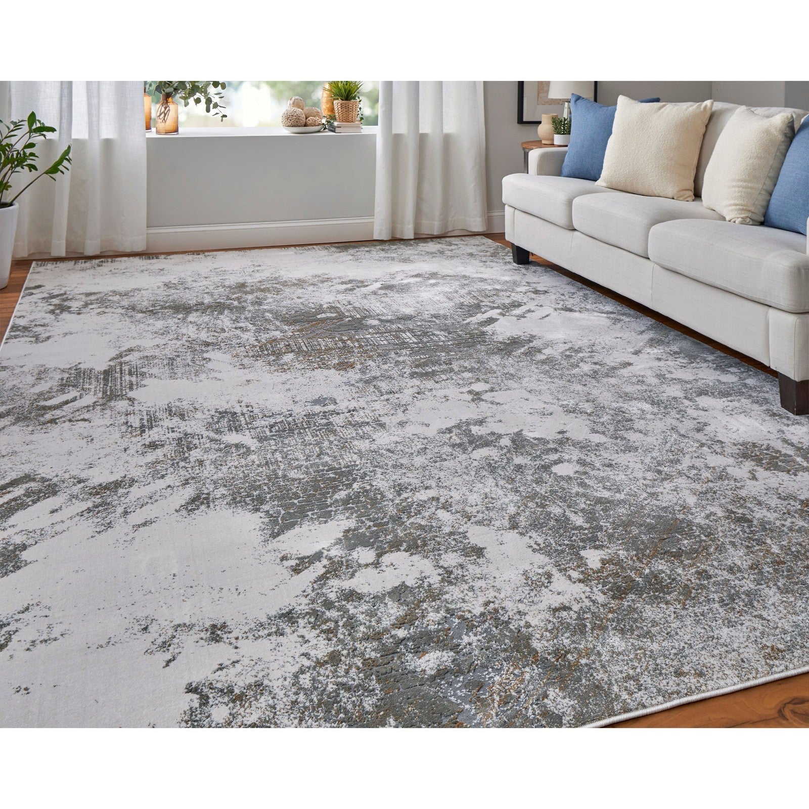 Feizy Waldor 39NDF Modern Abstract in Gray/Silver/Taupe - Image 2