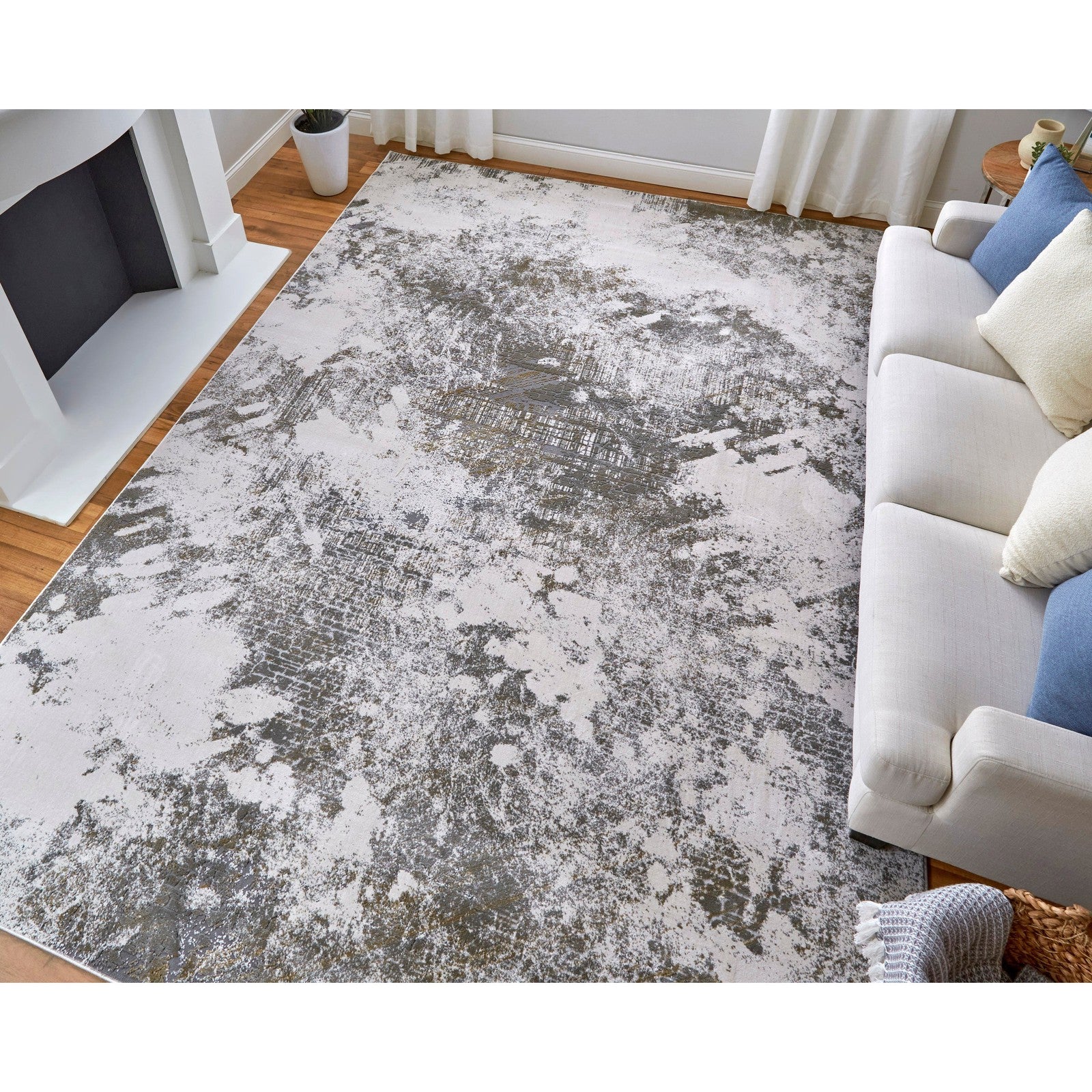 Feizy Waldor 39NDF Modern Abstract in Gray/Silver/Taupe - Image 4