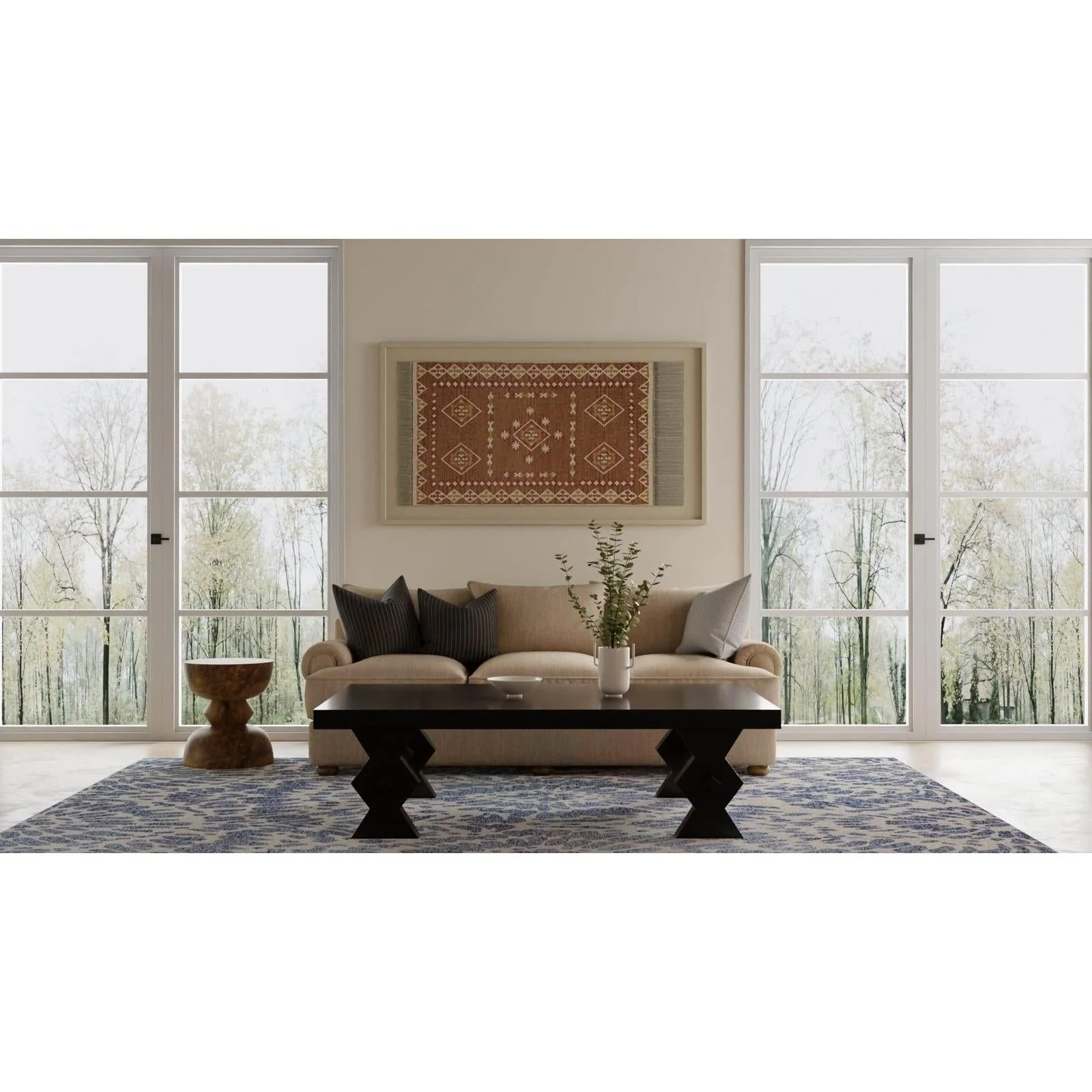 Feizy Wallace 8A39F Modern Abstract Rug in Blue/Ivory - Image 3