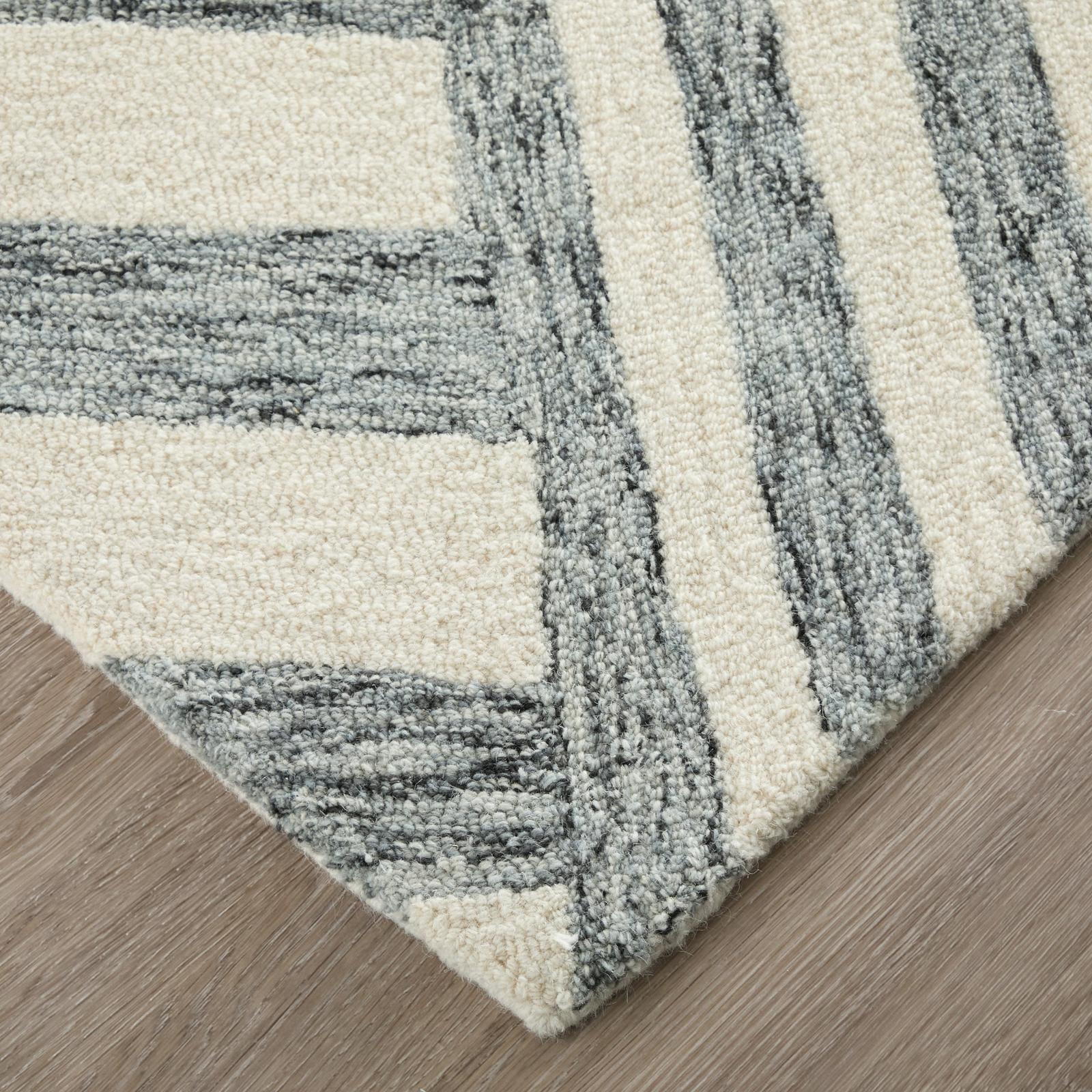 Feizy Wallace 8A42F Modern Geometric Rug in Gray/Ivory - Image 4
