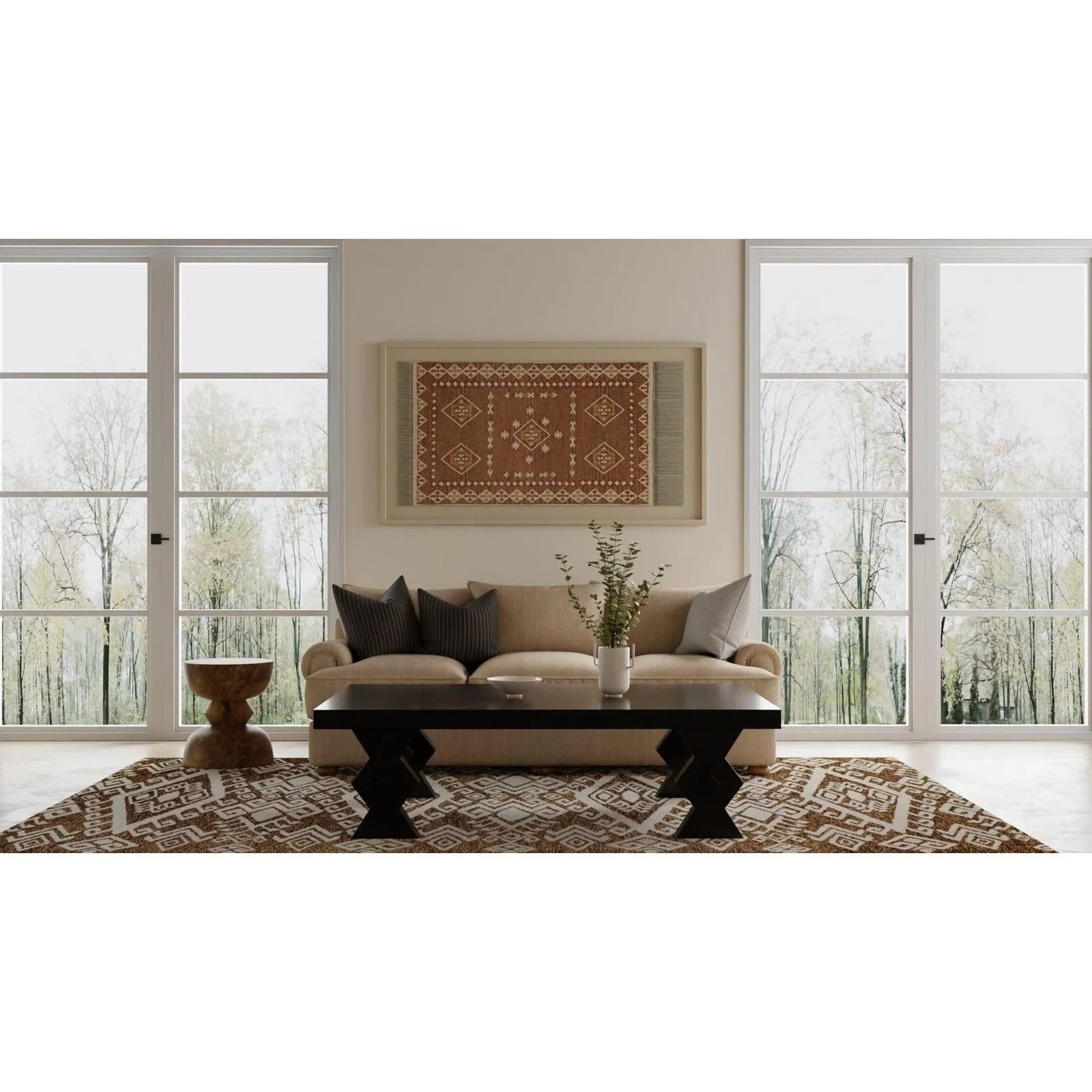 Feizy Wallace 8A43F Transitional Medallion Rug in Brown/White - Image 3