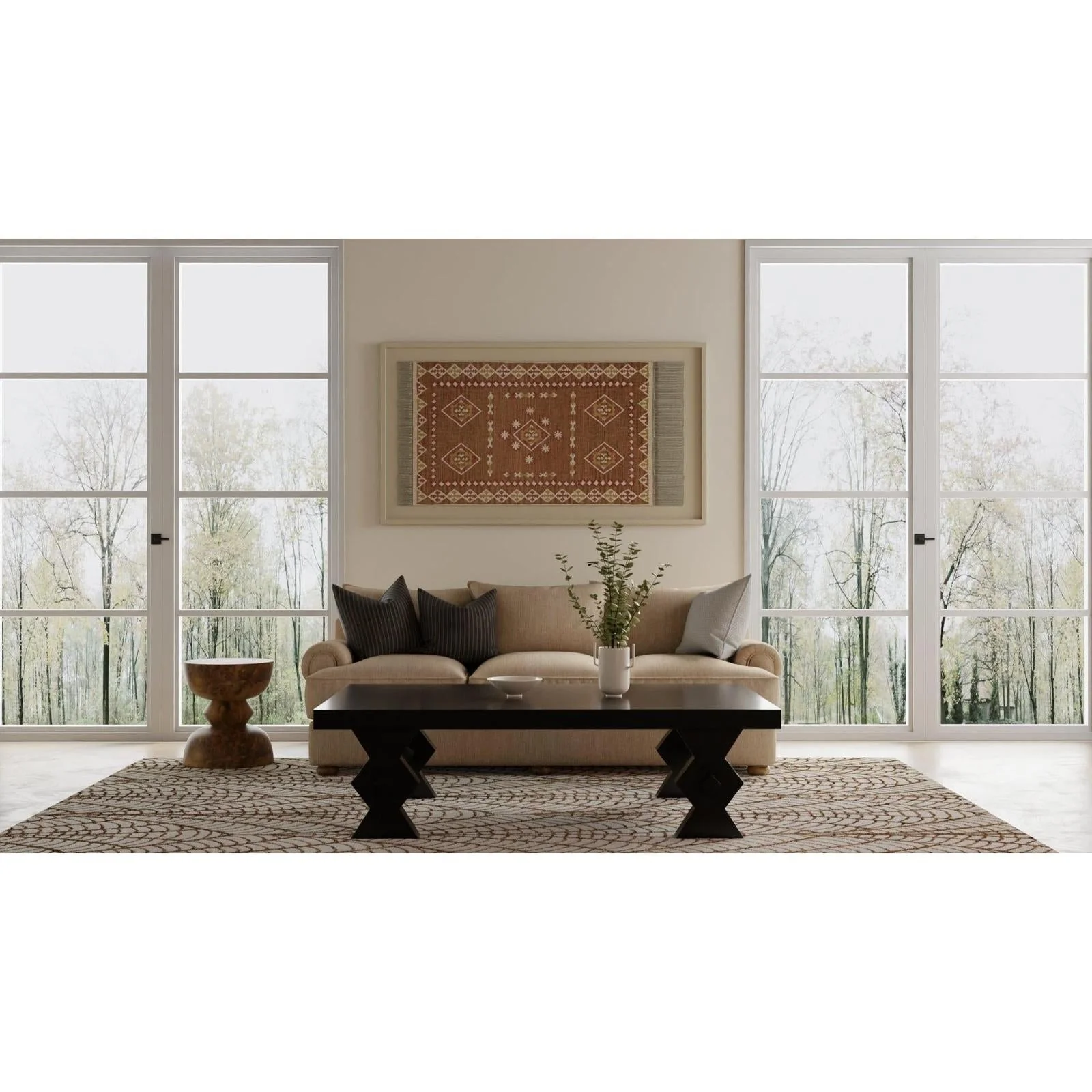 Feizy Wallace 8A44F Modern Ikat Rug in White/Brown - Image 3