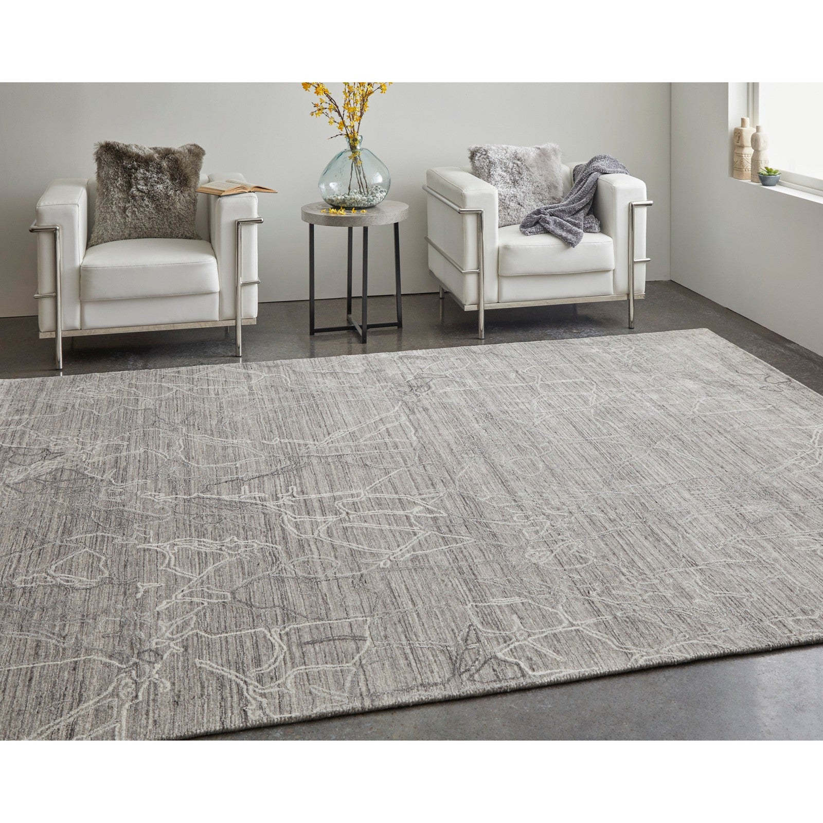 Feizy Whitton 8890F Modern Abstract Rug in Gray/Tan/Ivory - Image 2