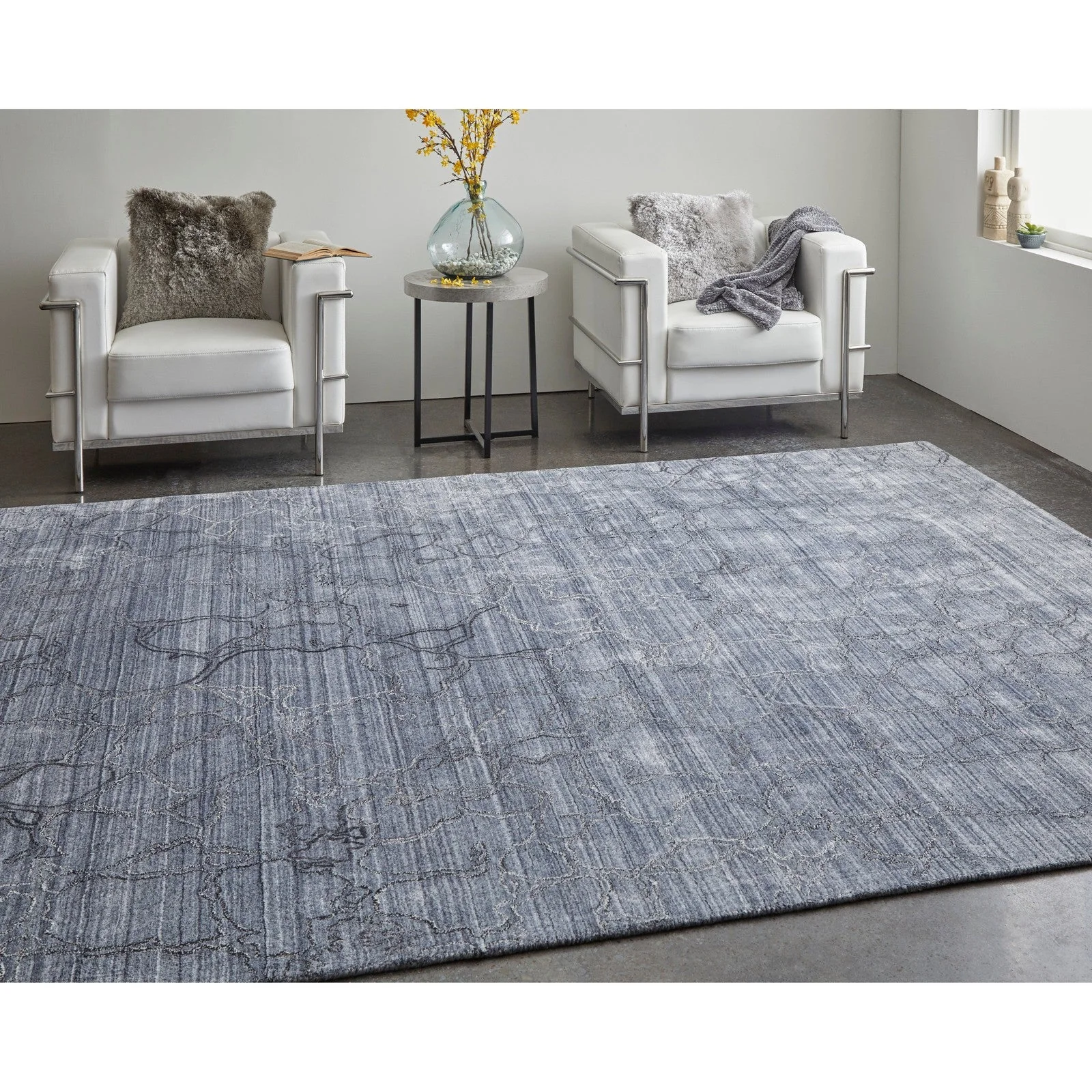 Feizy Whitton 8892F Modern Abstract Rug in Gray/Blue - Image 2