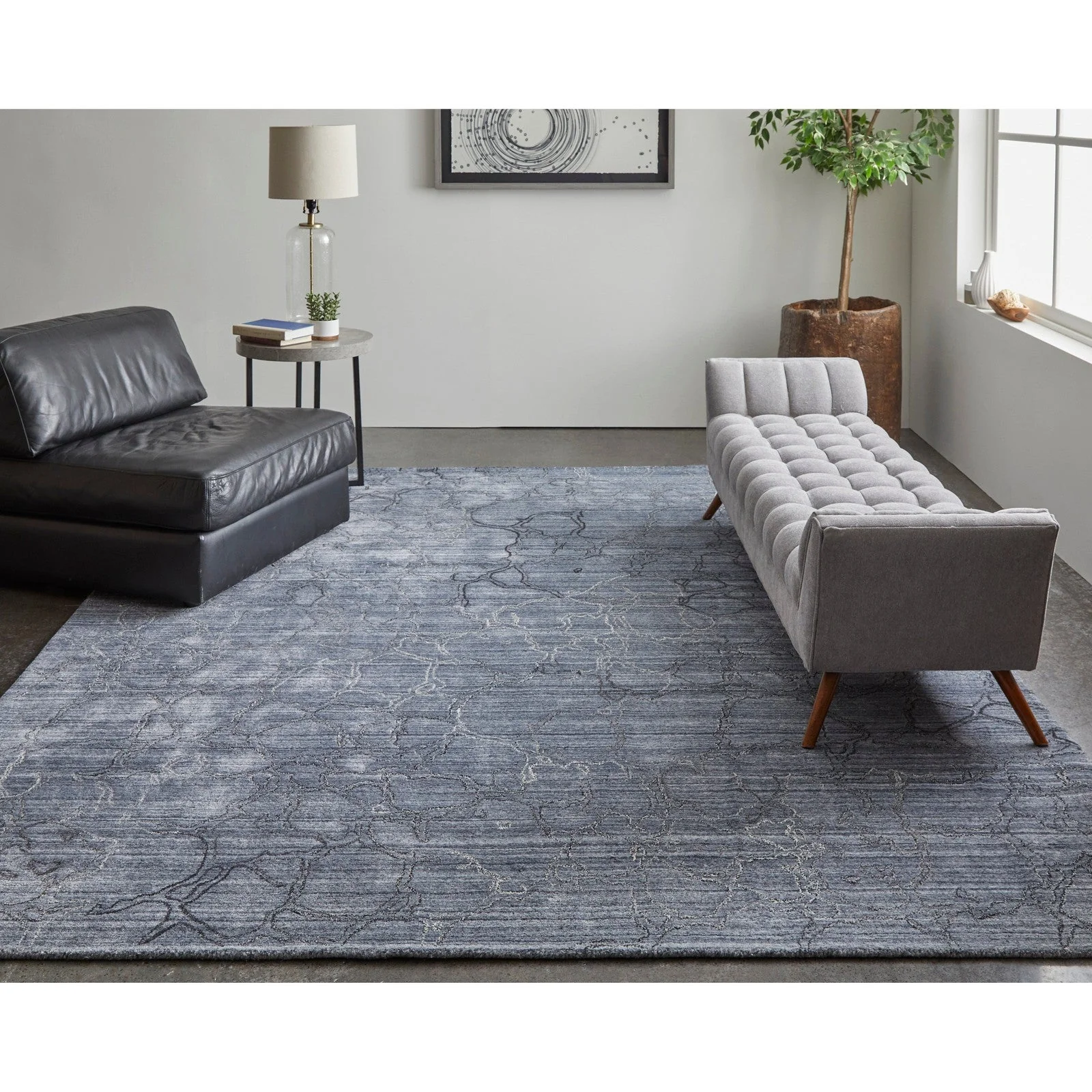 Feizy Whitton 8892F Modern Abstract Rug in Gray/Blue - Image 3
