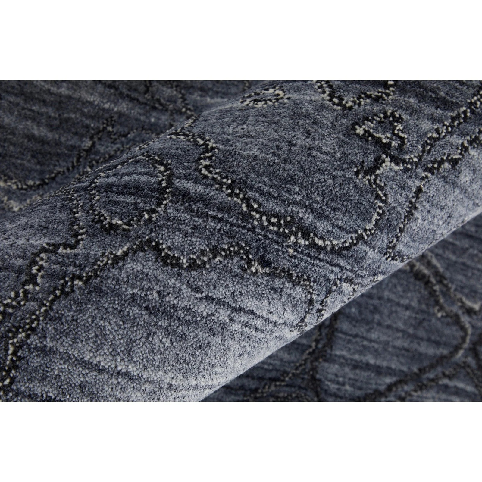 Feizy Whitton 8892F Modern Abstract Rug in Gray/Blue - Image 4