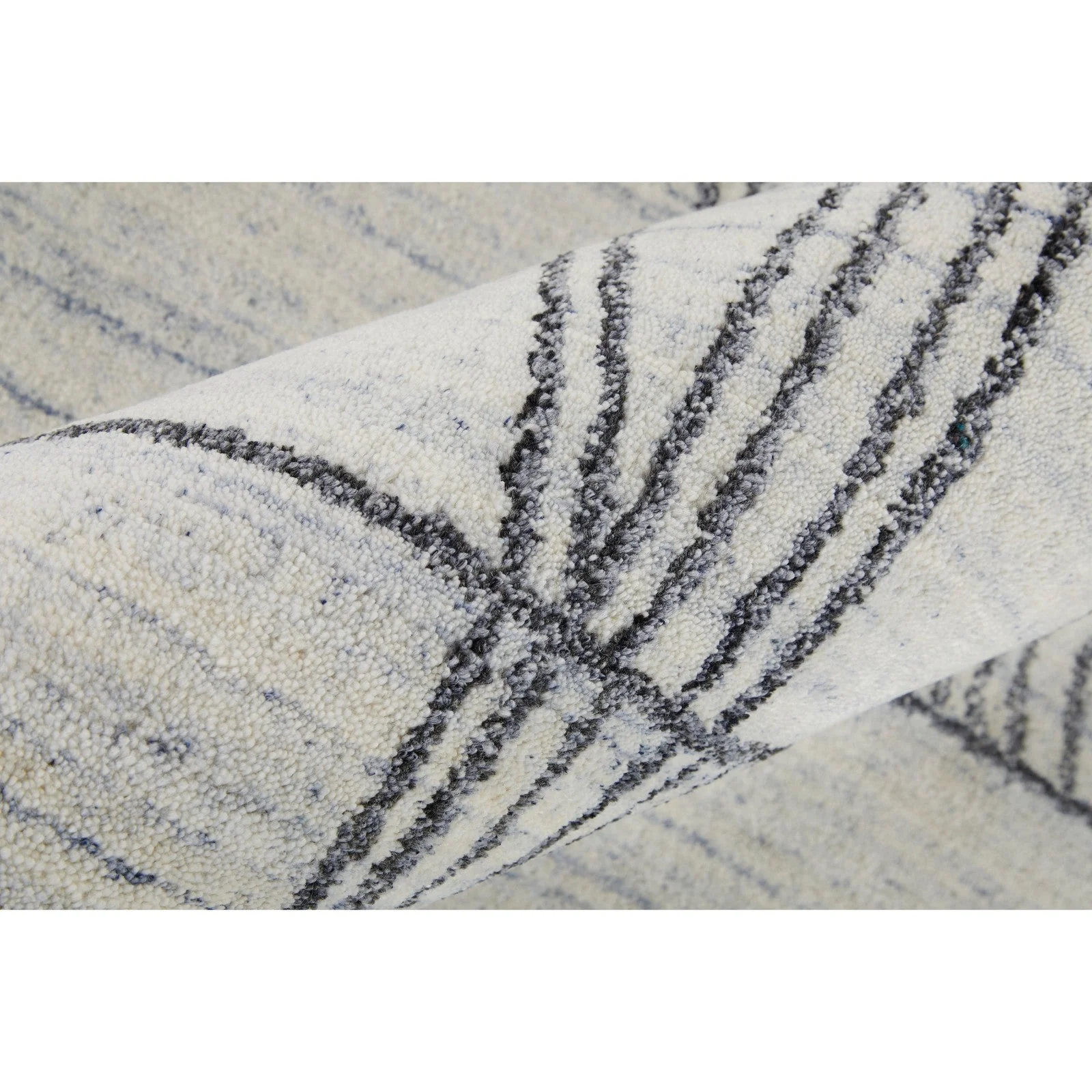 Feizy Whitton 8893F Modern Abstract Rug in Ivory/Black - Image 4