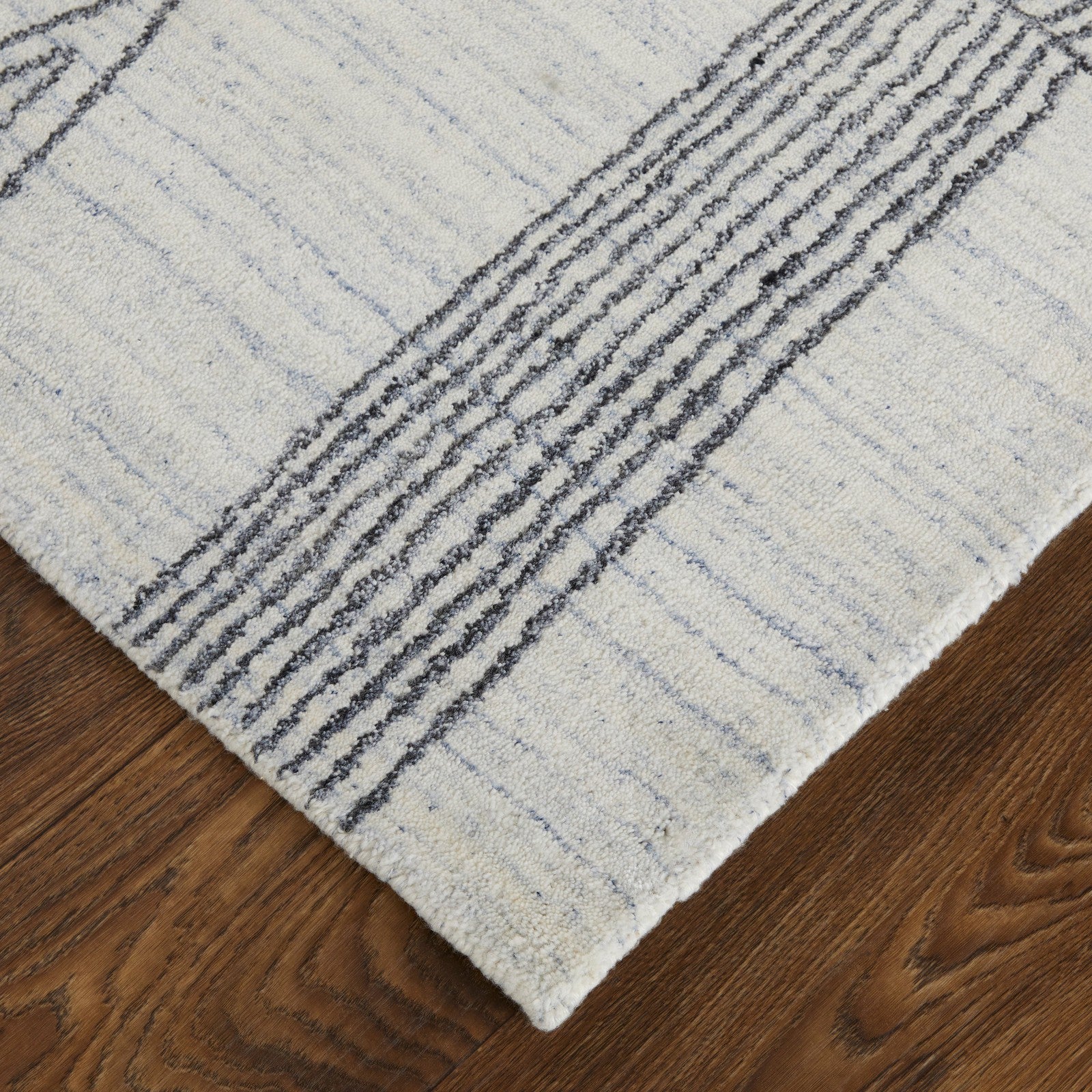 Feizy Whitton 8893F Modern Abstract Rug in Ivory/Black - Image 6