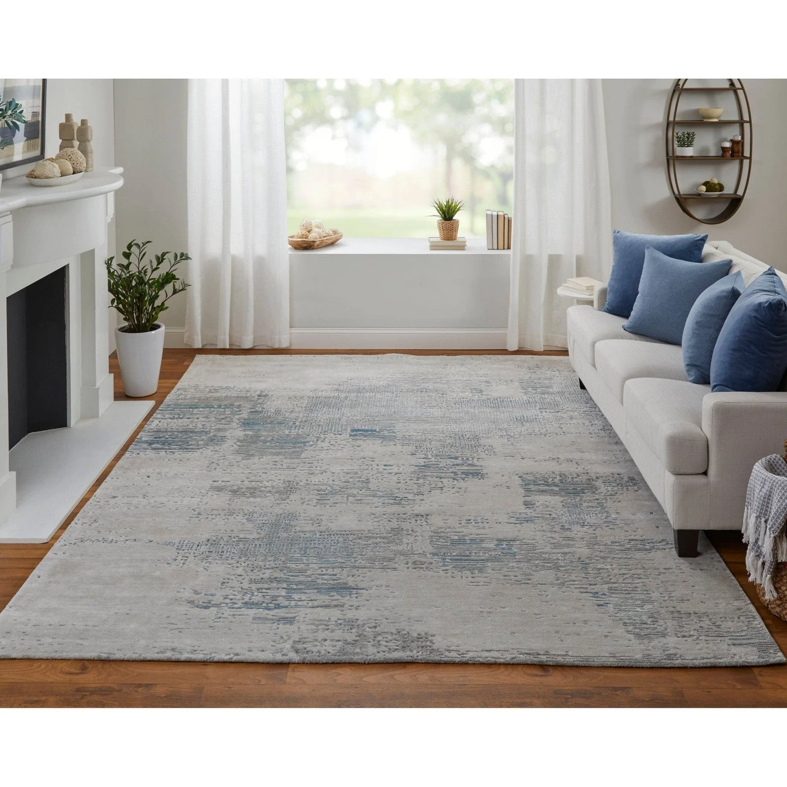 Feizy Zarah 8917F Modern Abstract Rug in Gray/Taupe/Blue - Image 2