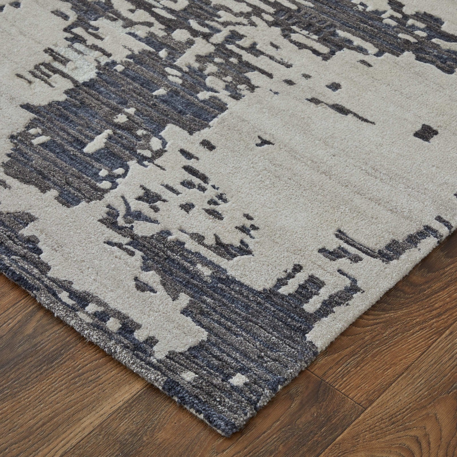 Feizy Zarah 8917F Modern Abstract Rug in Ivory/Gray/Blue - Image 6