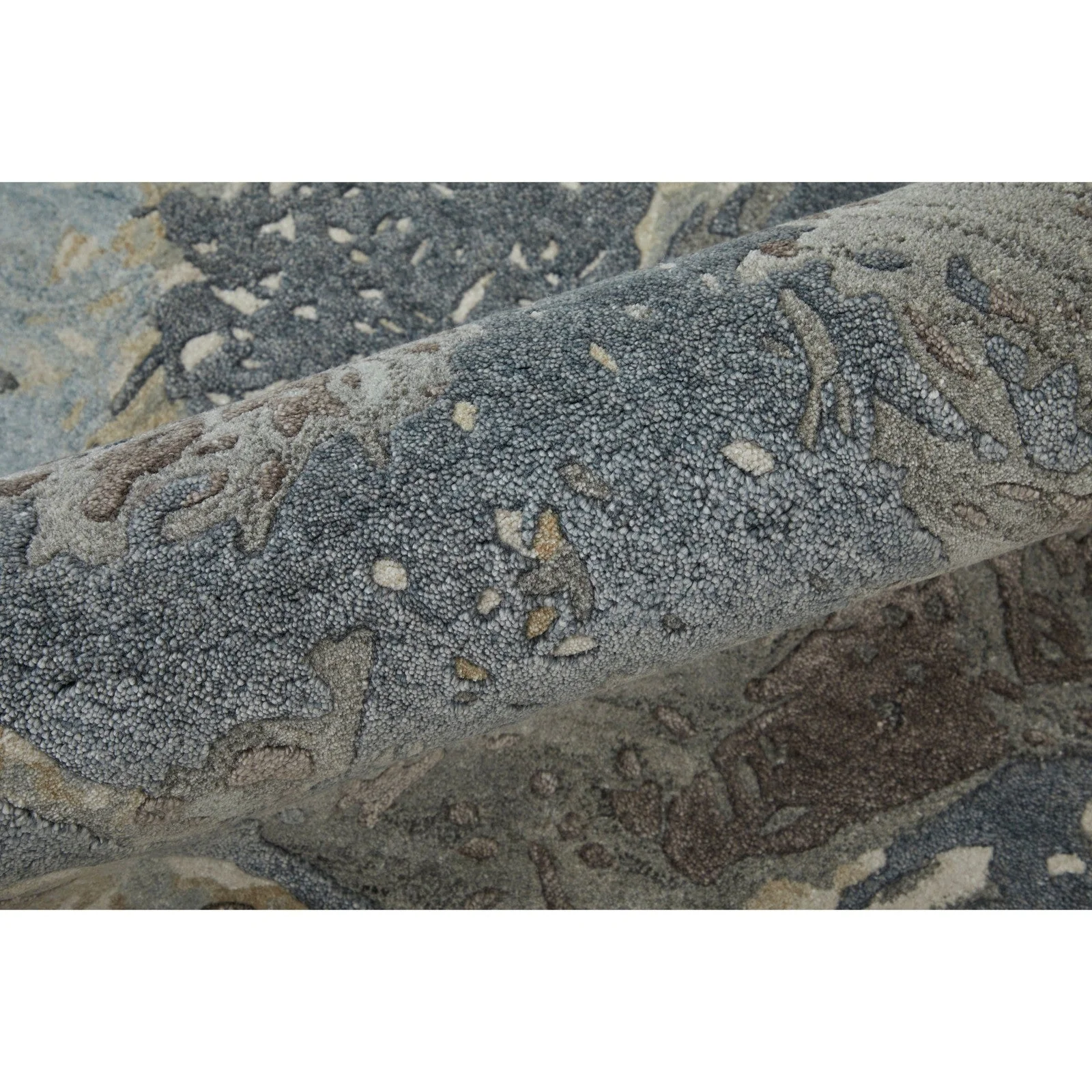 Feizy Zarah 8918F Modern Watercolor Rug in Blue/Taupe/Green - Image 4