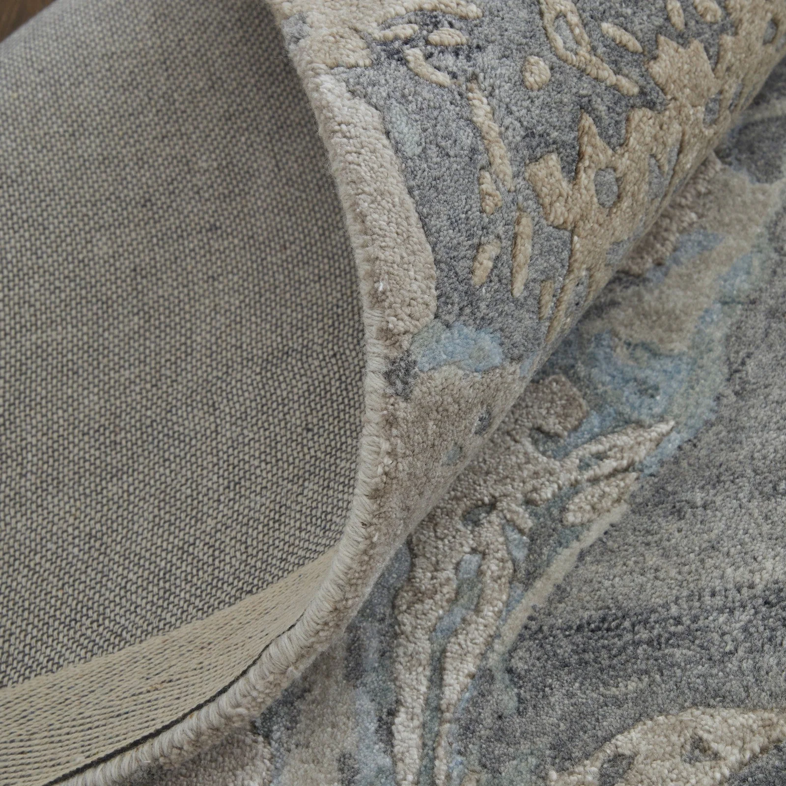 Feizy Zarah 8918F Modern Watercolor Rug in Gray/Tan/Blue - Image 5