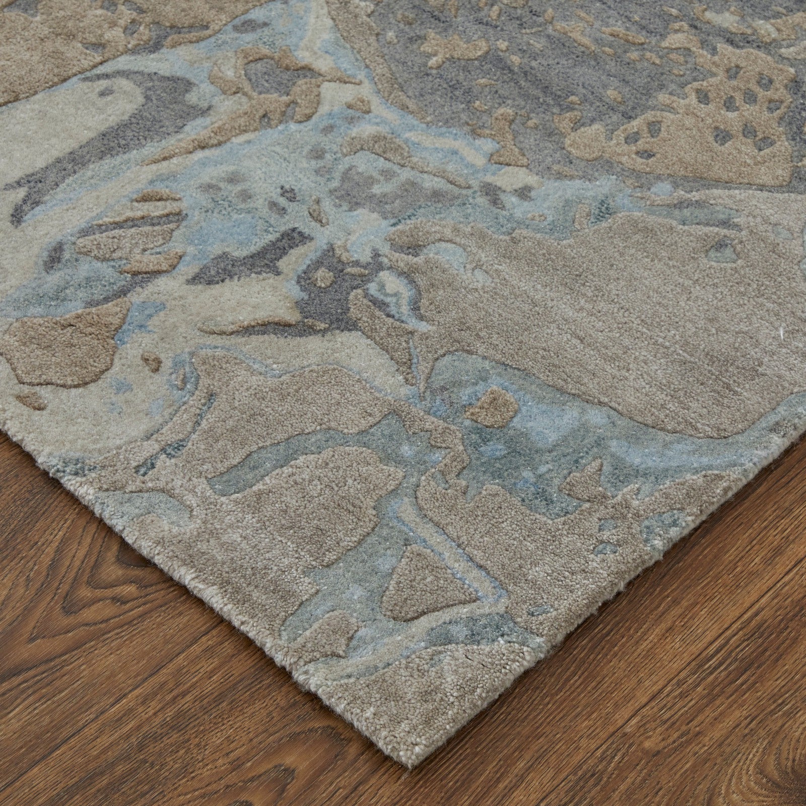 Feizy Zarah 8918F Modern Watercolor Rug in Gray/Tan/Blue - Image 6