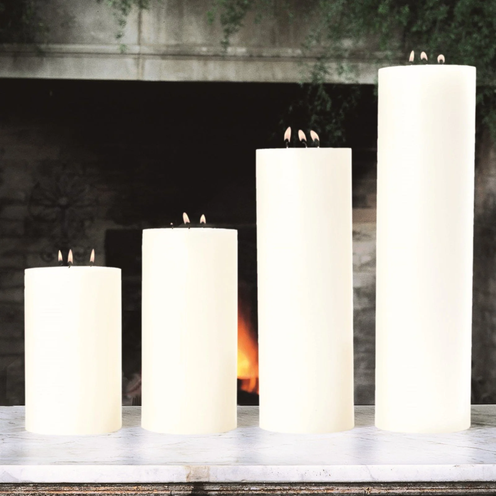 Global Views 3 Wick Pillar Candle Unscented - Set of 3 - Image 2