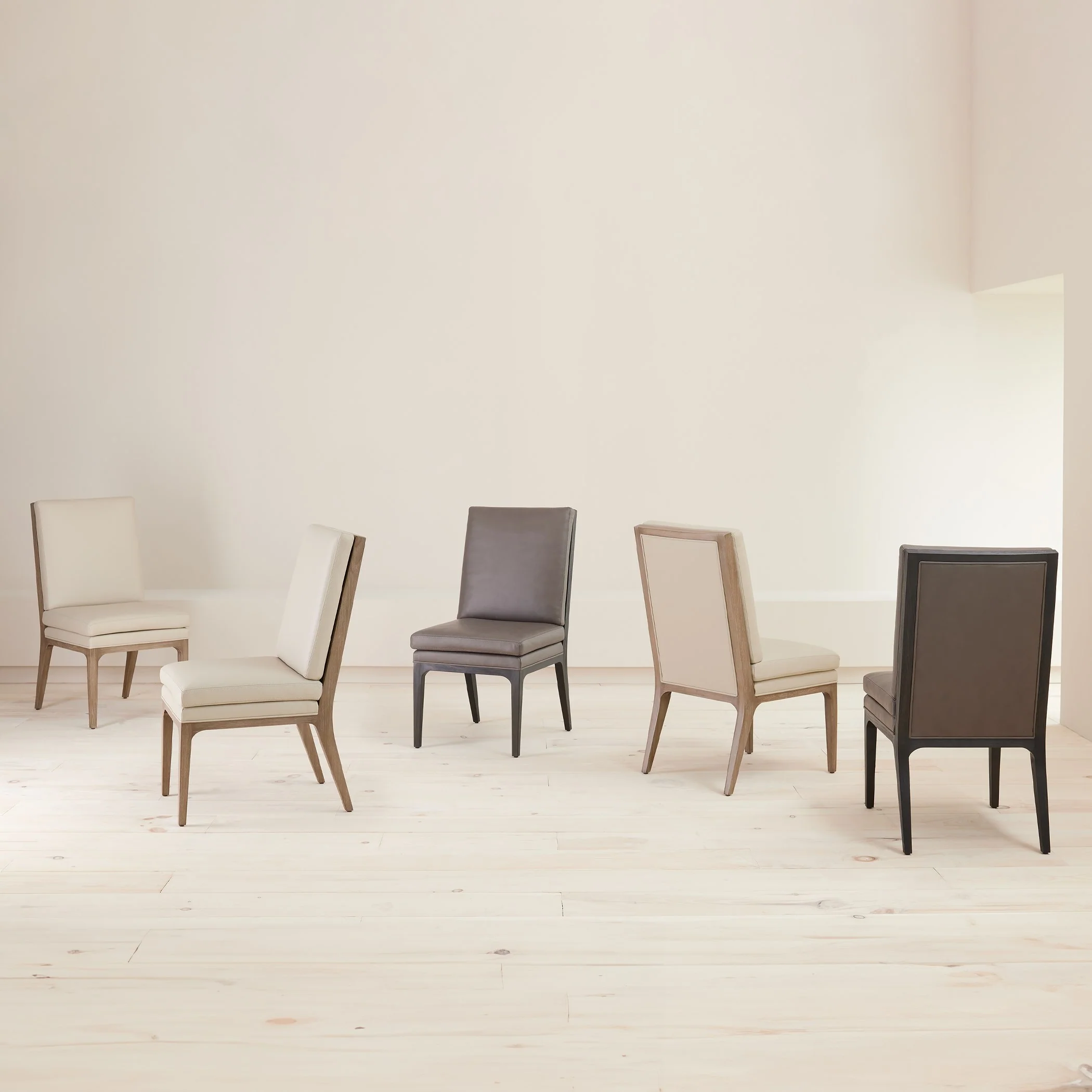 Global Views Abbott Dining Chair-Taupe Leather - Image 8