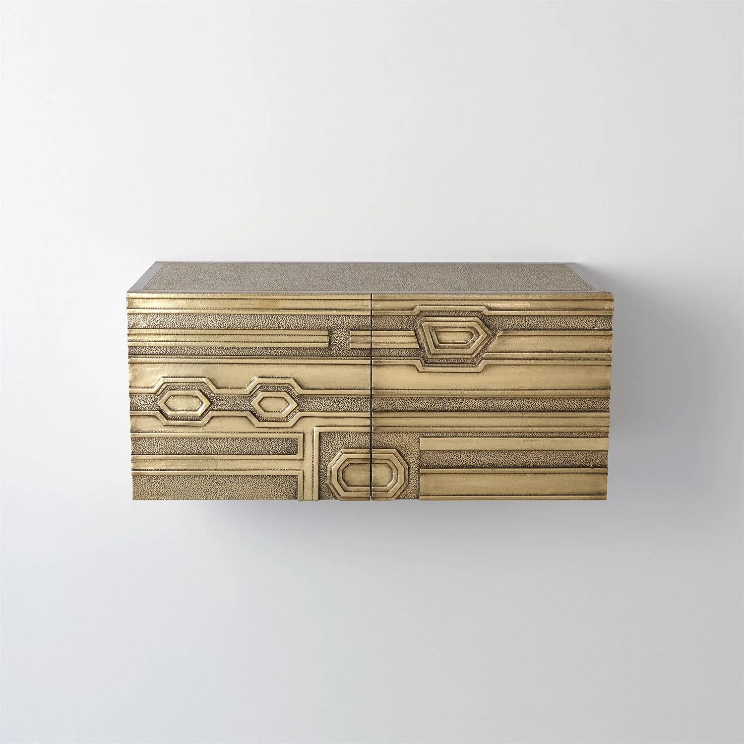 Global Views Abstract Block Cabinet with Floating Shelf - Brass - Image 10
