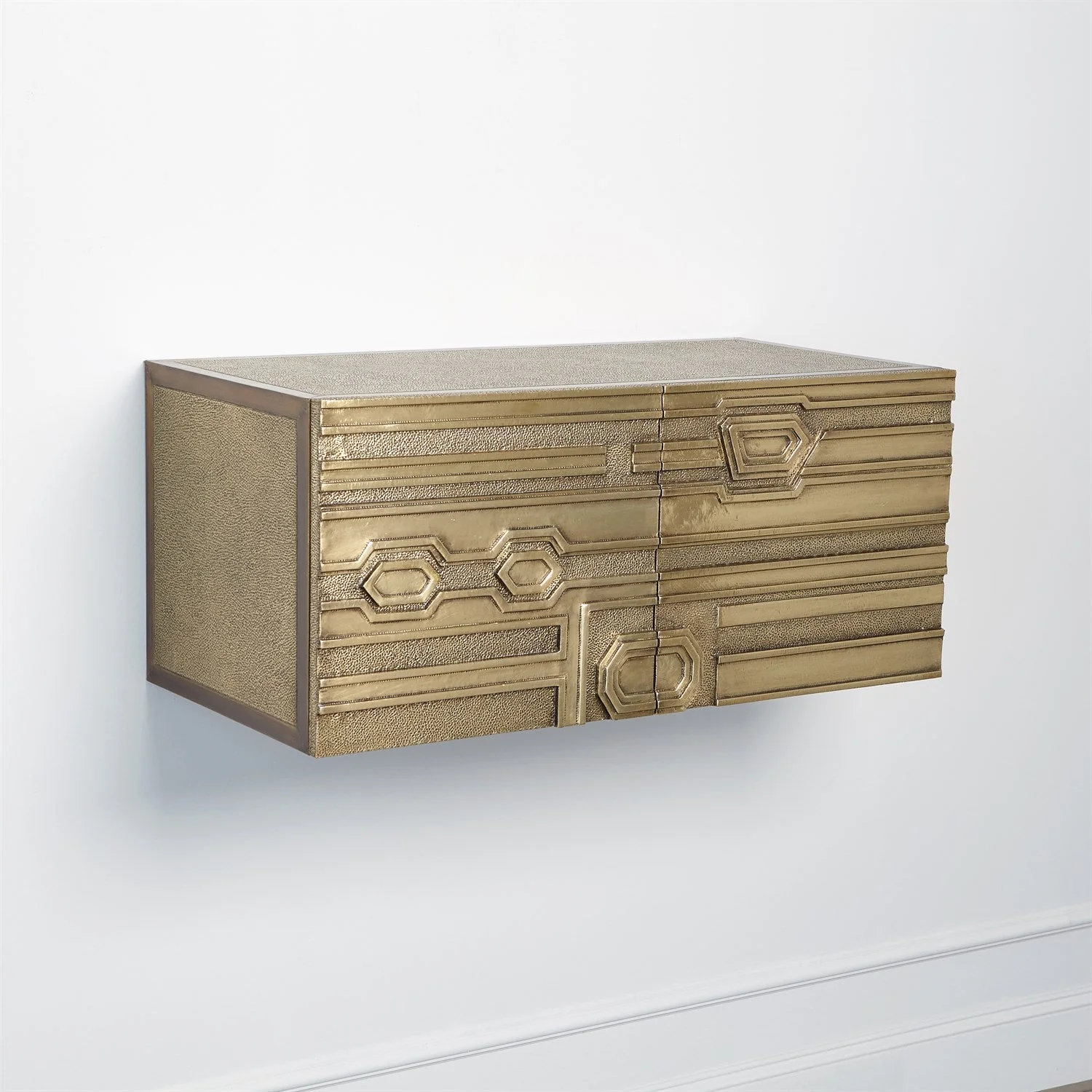 Global Views Abstract Block Cabinet with Floating Shelf - Brass - Image 11