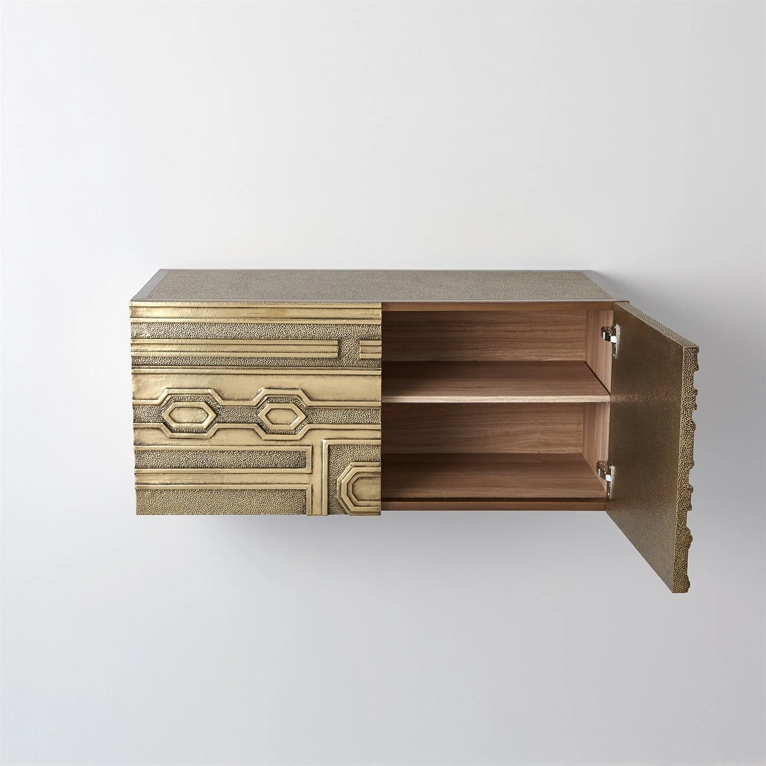 Global Views Abstract Block Cabinet with Floating Shelf - Brass - Image 13
