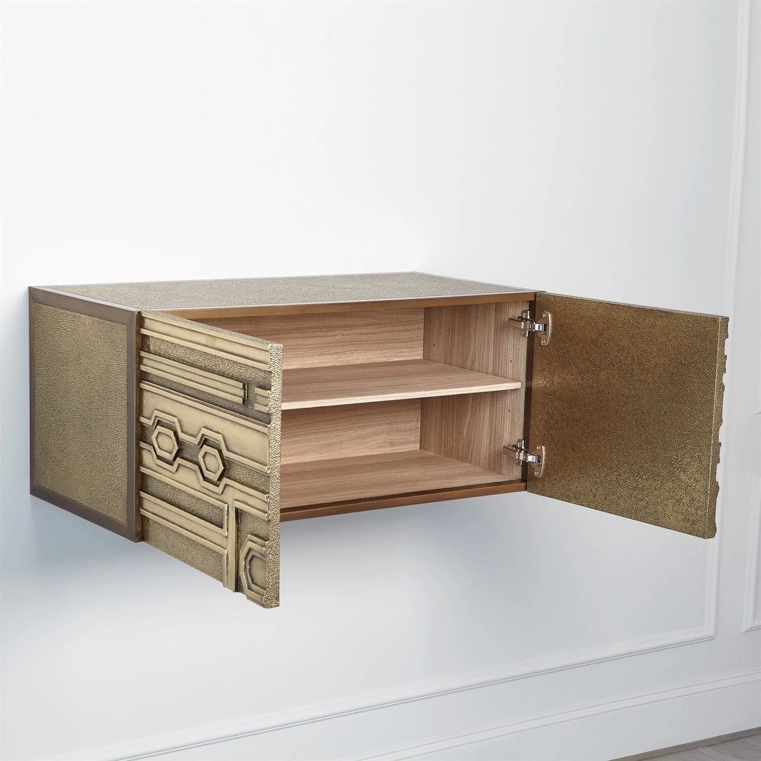 Global Views Abstract Block Cabinet with Floating Shelf - Brass - Image 15
