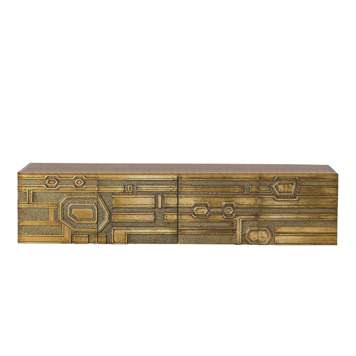 Global Views Abstract Block Cabinet with Floating Shelf - Brass - Image 17