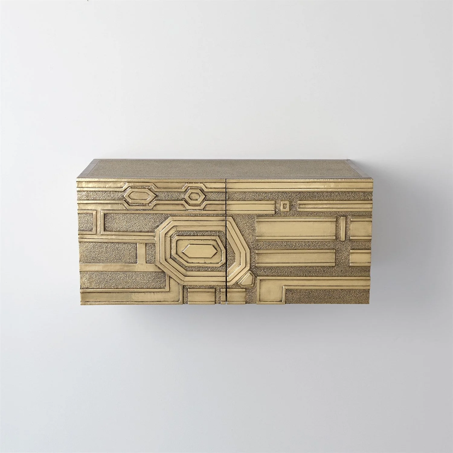 Global Views Abstract Block Cabinet with Floating Shelf - Brass - Image 18