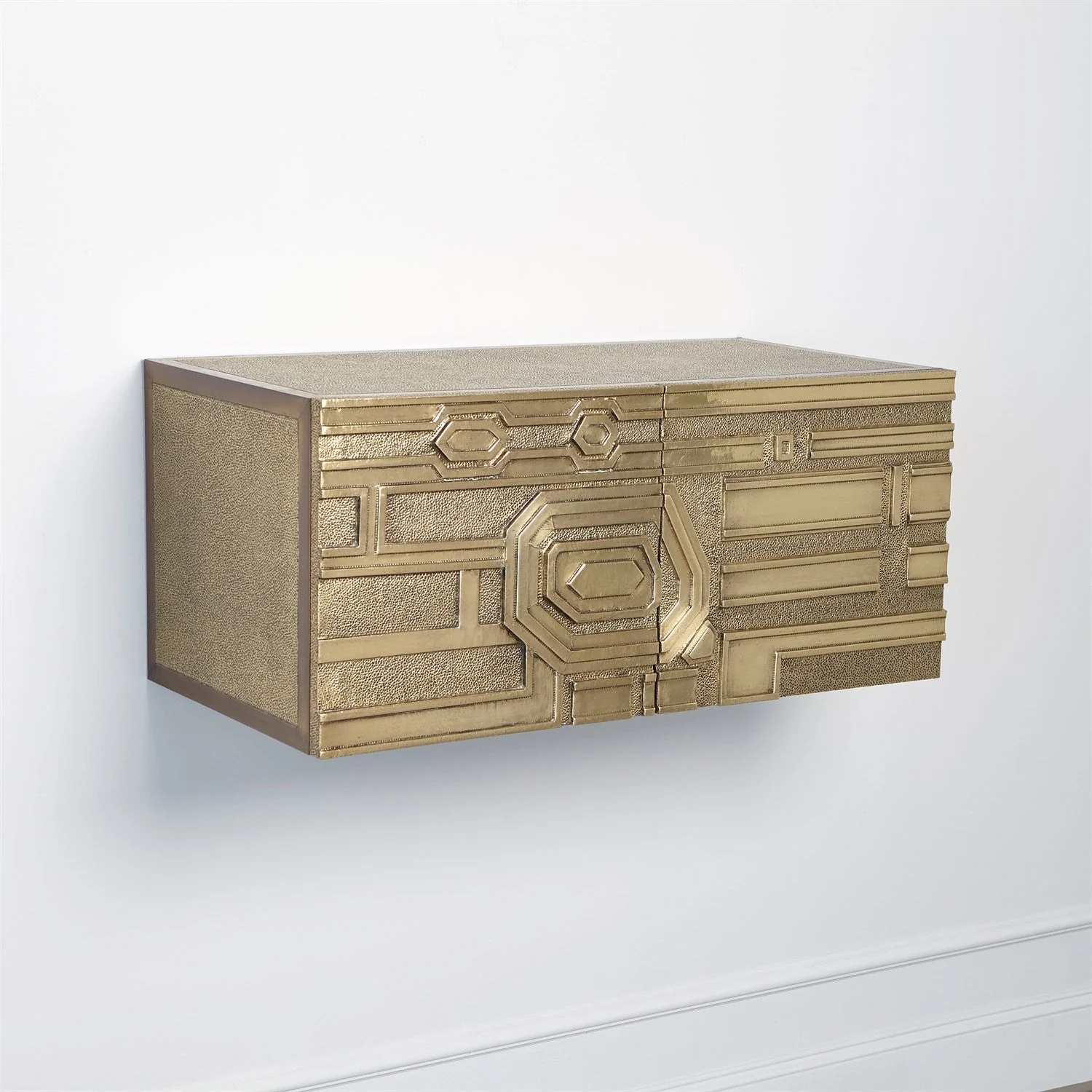 Global Views Abstract Block Cabinet with Floating Shelf - Brass - Image 5
