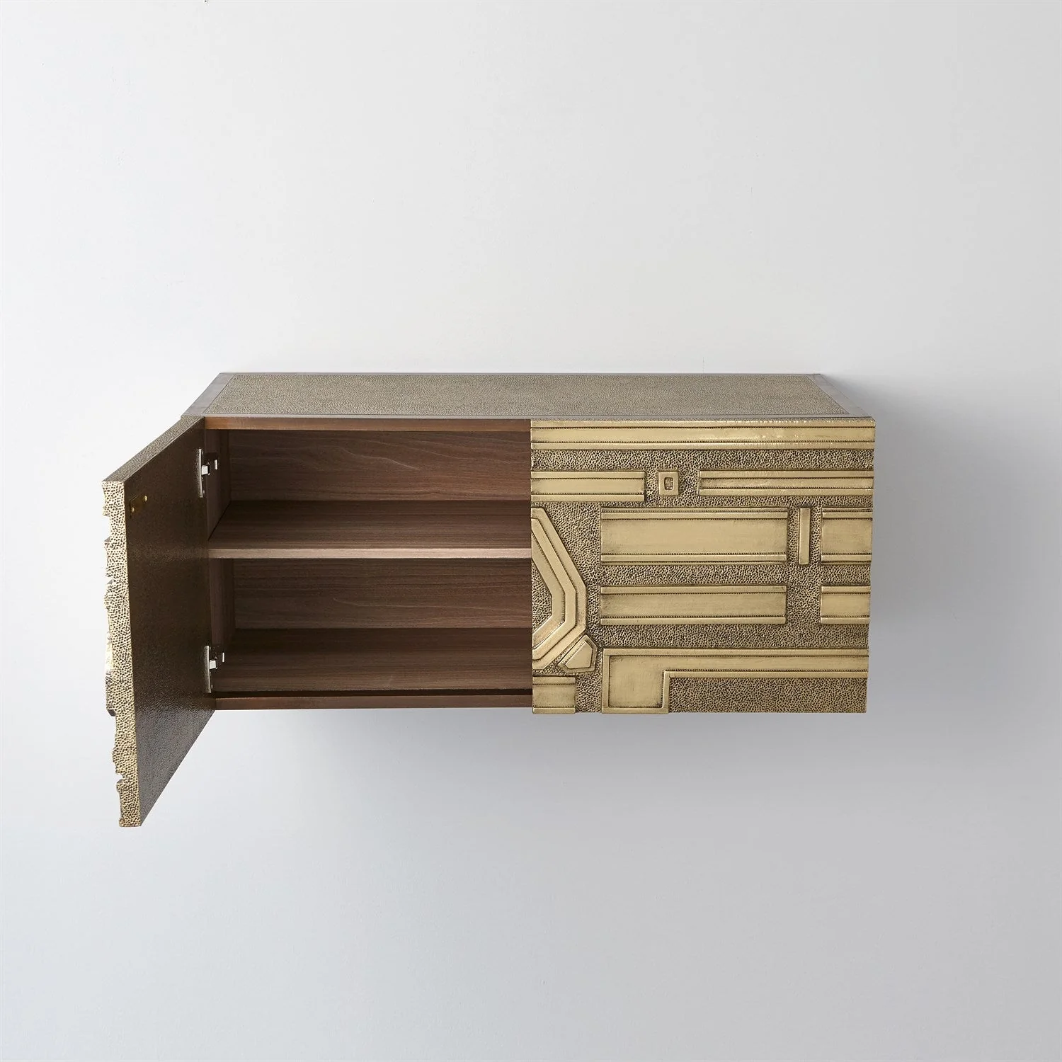 Global Views Abstract Block Cabinet with Floating Shelf - Brass - Image 7