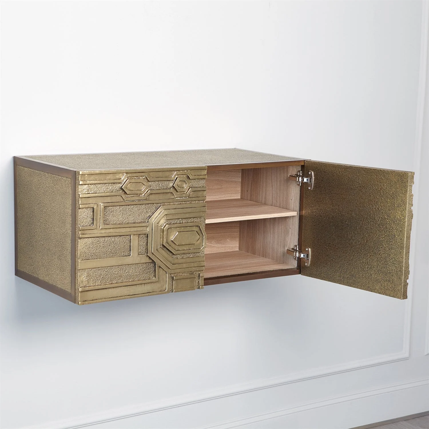 Global Views Abstract Block Cabinet with Floating Shelf - Brass - Image 8