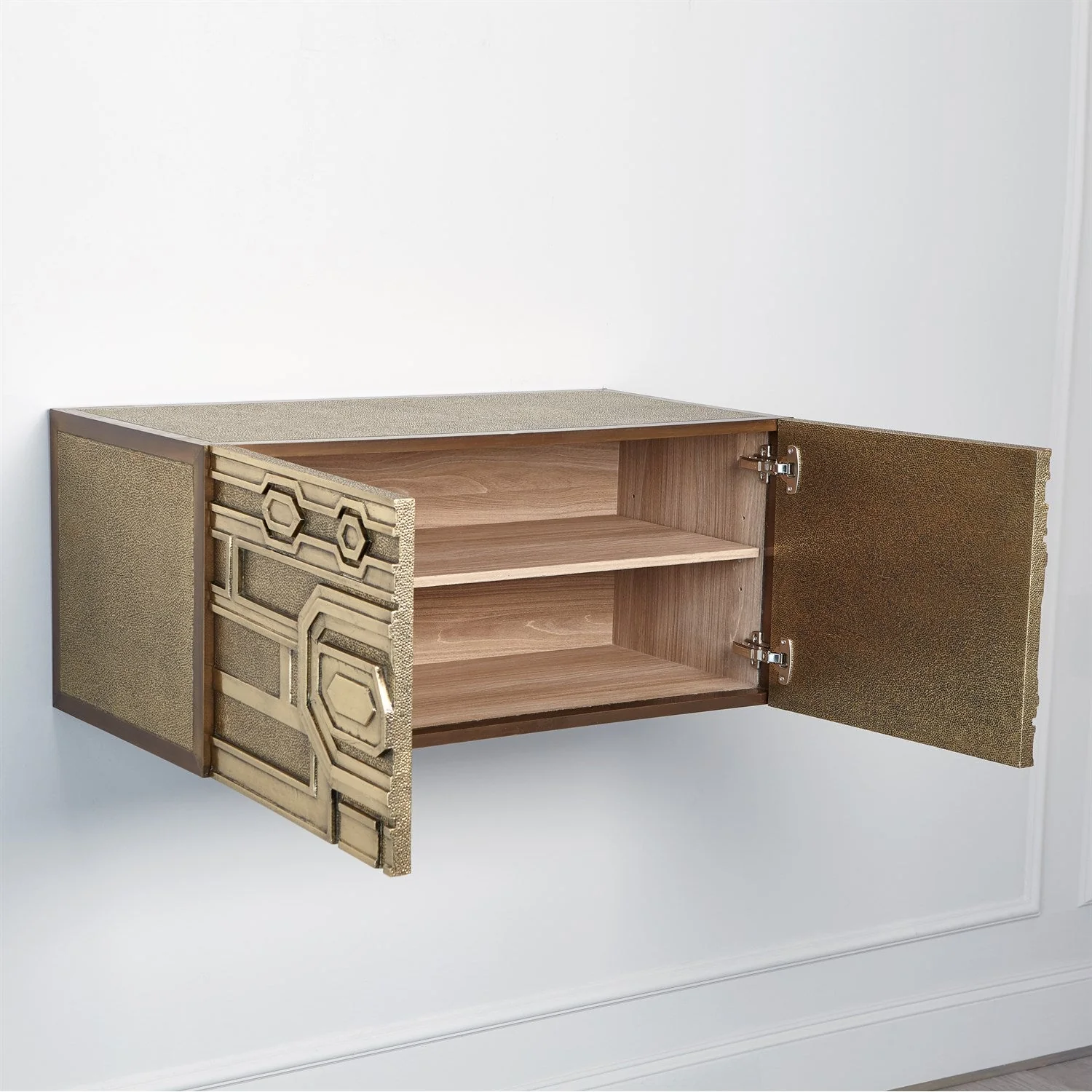 Global Views Abstract Block Cabinet with Floating Shelf - Brass - Image 9