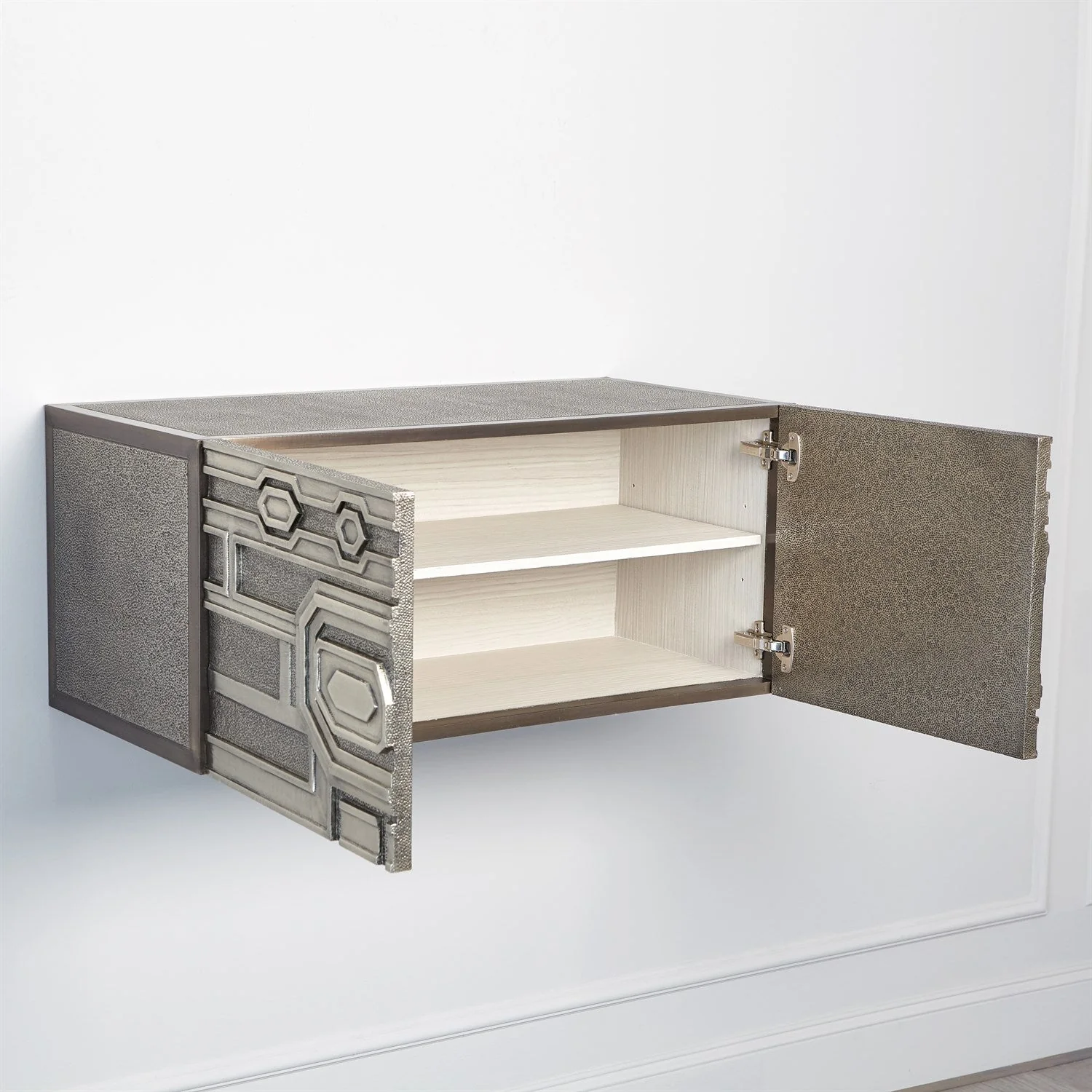 Global Views Abstract Block Cabinet with Floating Shelf - Silver - Image 11