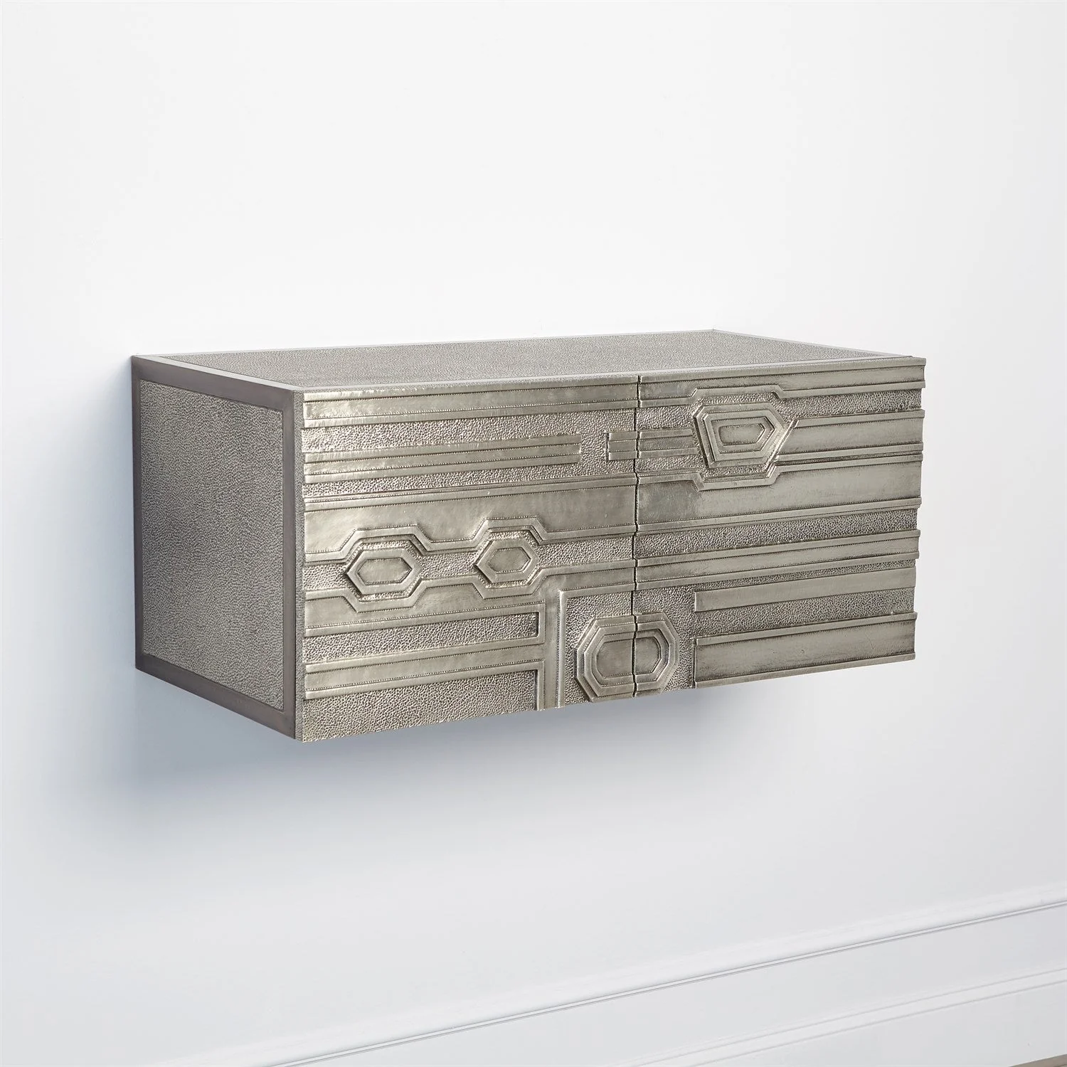 Global Views Abstract Block Cabinet with Floating Shelf - Silver - Image 13