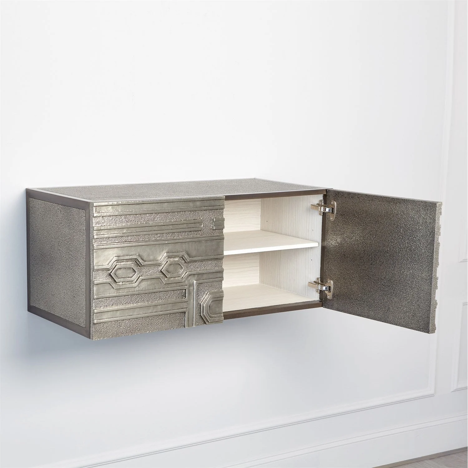 Global Views Abstract Block Cabinet with Floating Shelf - Silver - Image 14