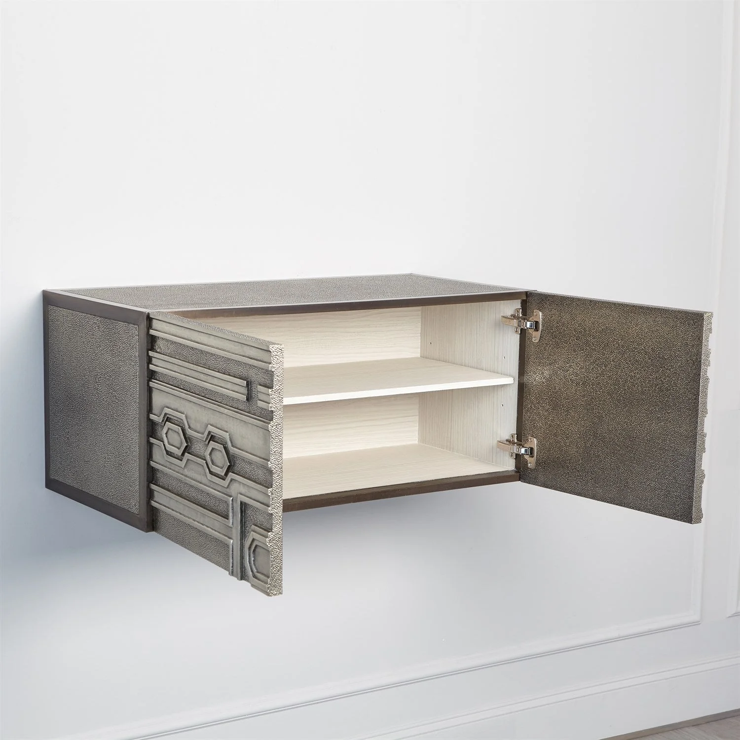 Global Views Abstract Block Cabinet with Floating Shelf - Silver - Image 16