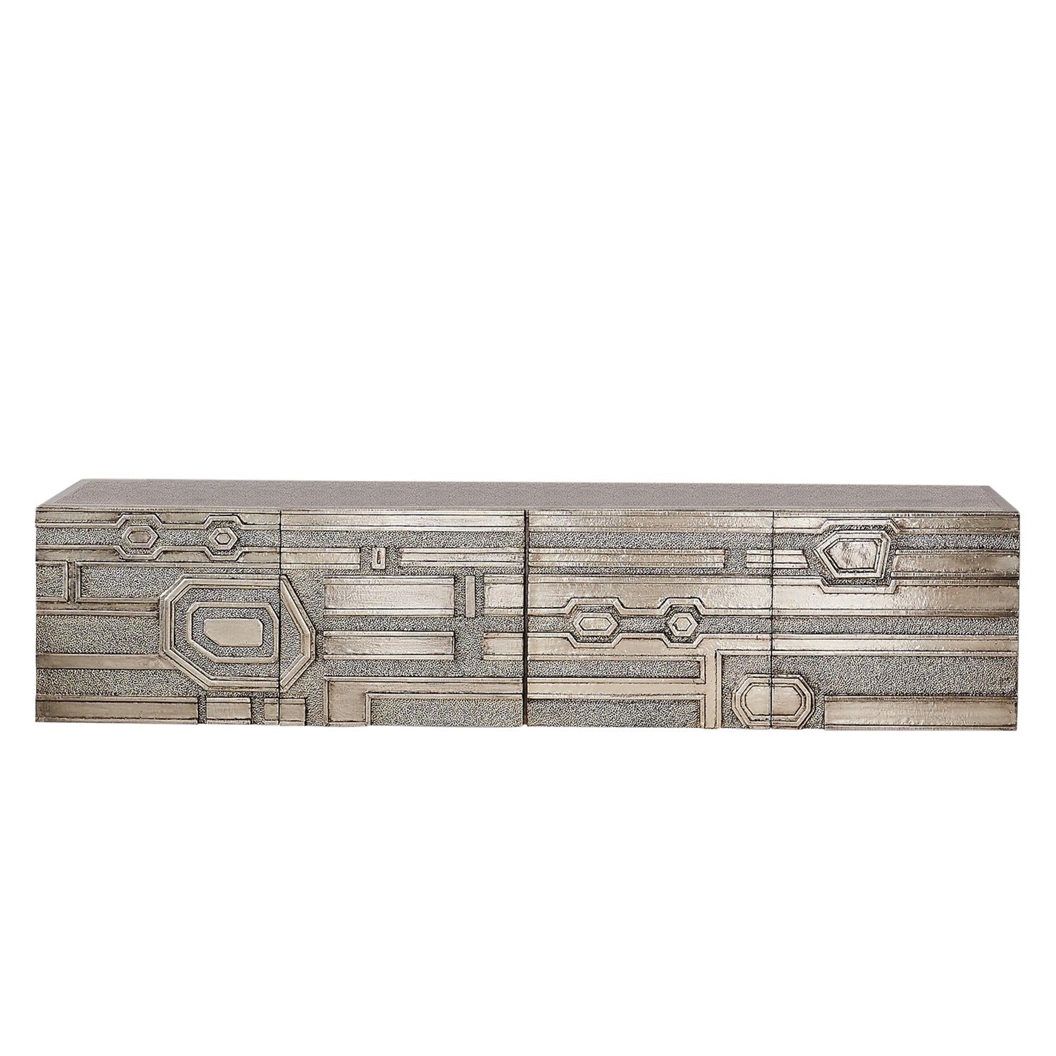 Global Views Abstract Block Cabinet with Floating Shelf - Silver - Image 20