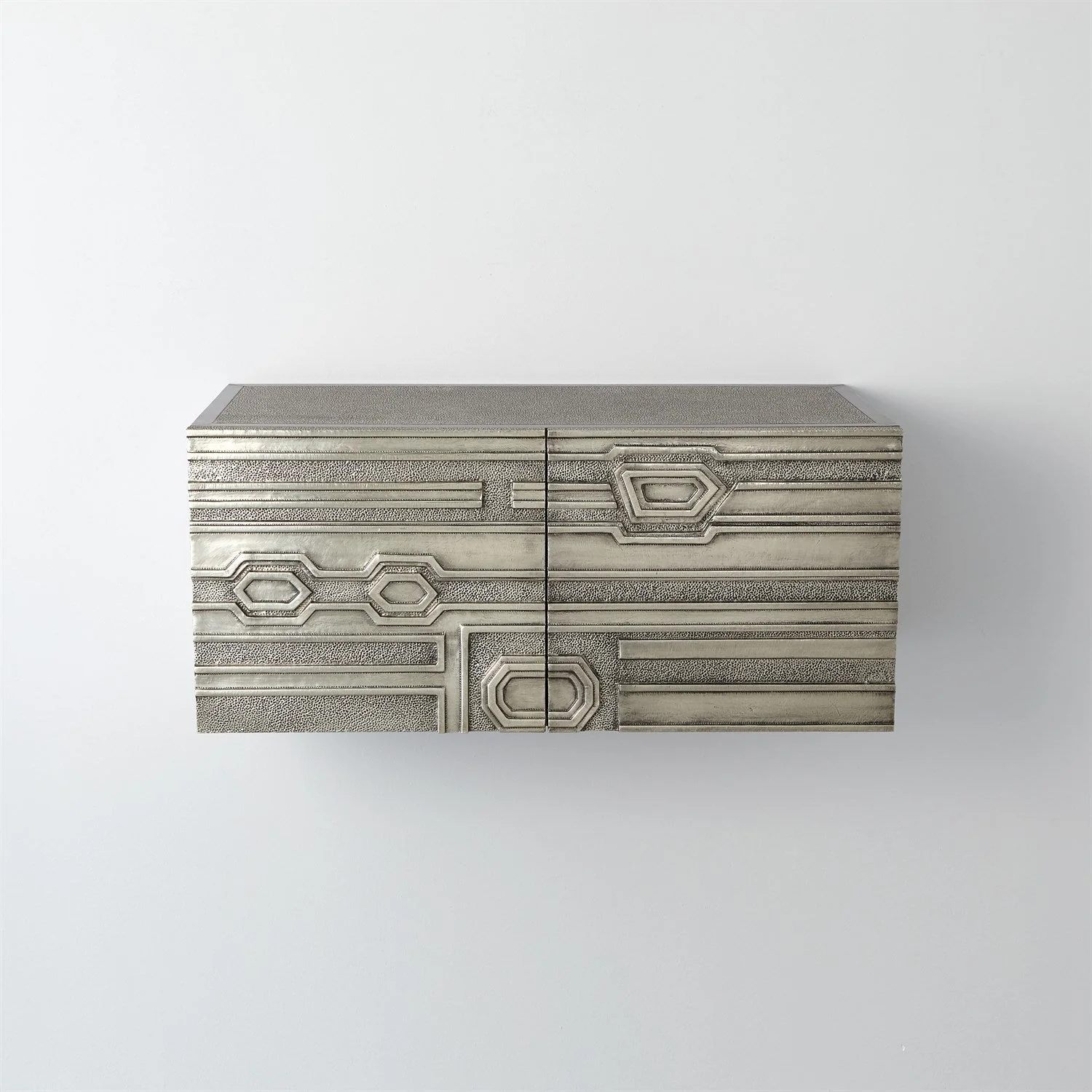 Global Views Abstract Block Cabinet with Floating Shelf - Silver - Image 22