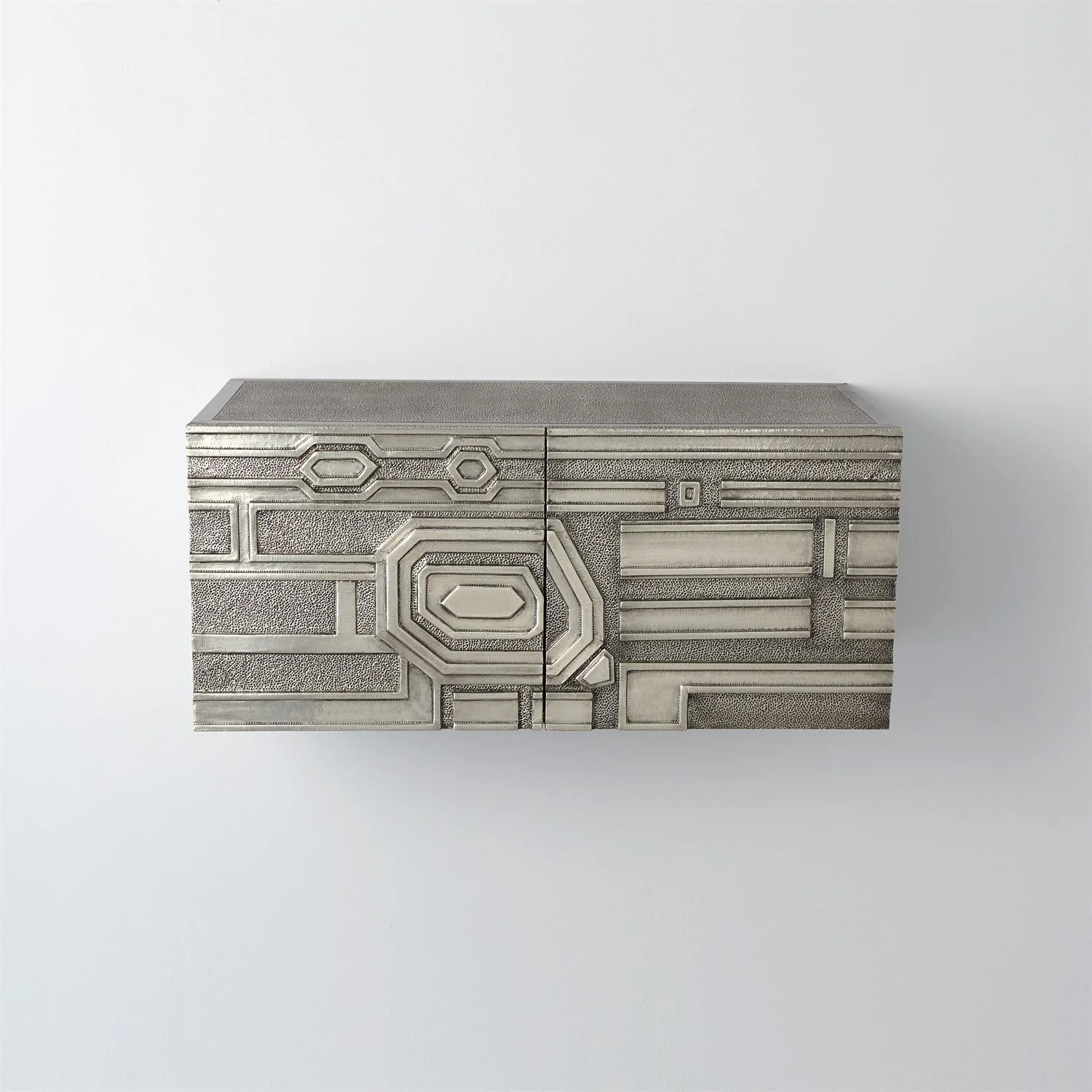 Global Views Abstract Block Cabinet with Floating Shelf - Silver - Image 6