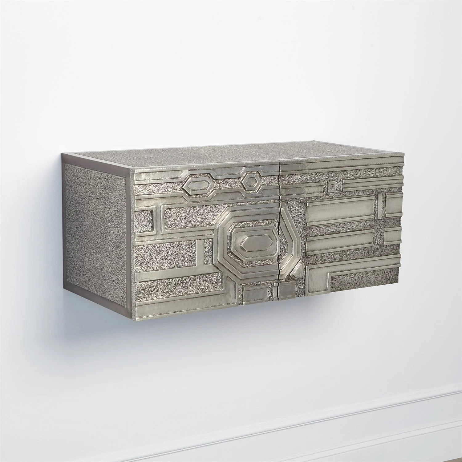 Global Views Abstract Block Cabinet with Floating Shelf - Silver - Image 7
