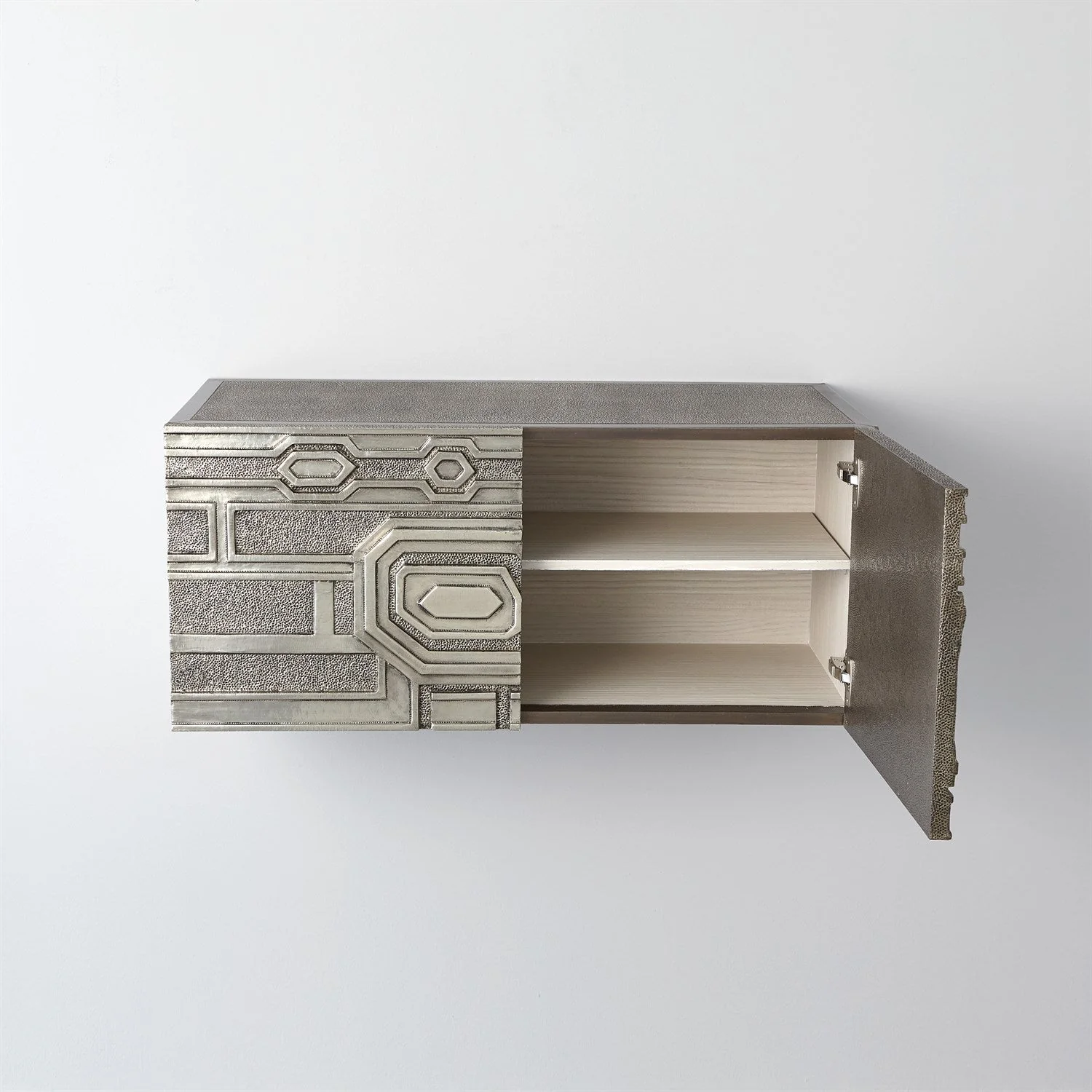Global Views Abstract Block Cabinet with Floating Shelf - Silver - Image 9