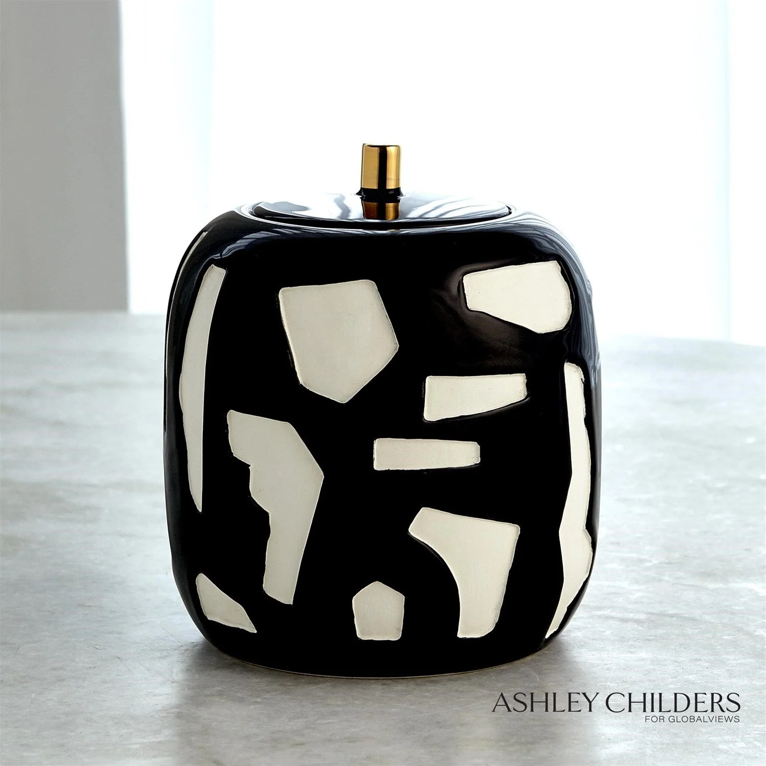 Global Views Abstract Gold Jar by Ashley Childers - Image 2
