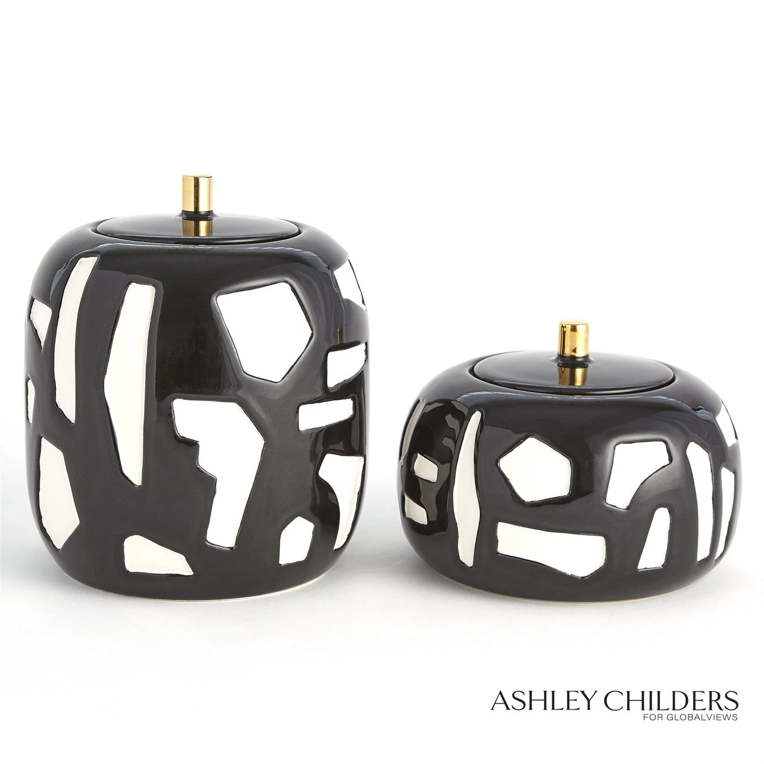 Global Views Abstract Gold Jar by Ashley Childers - Image 3